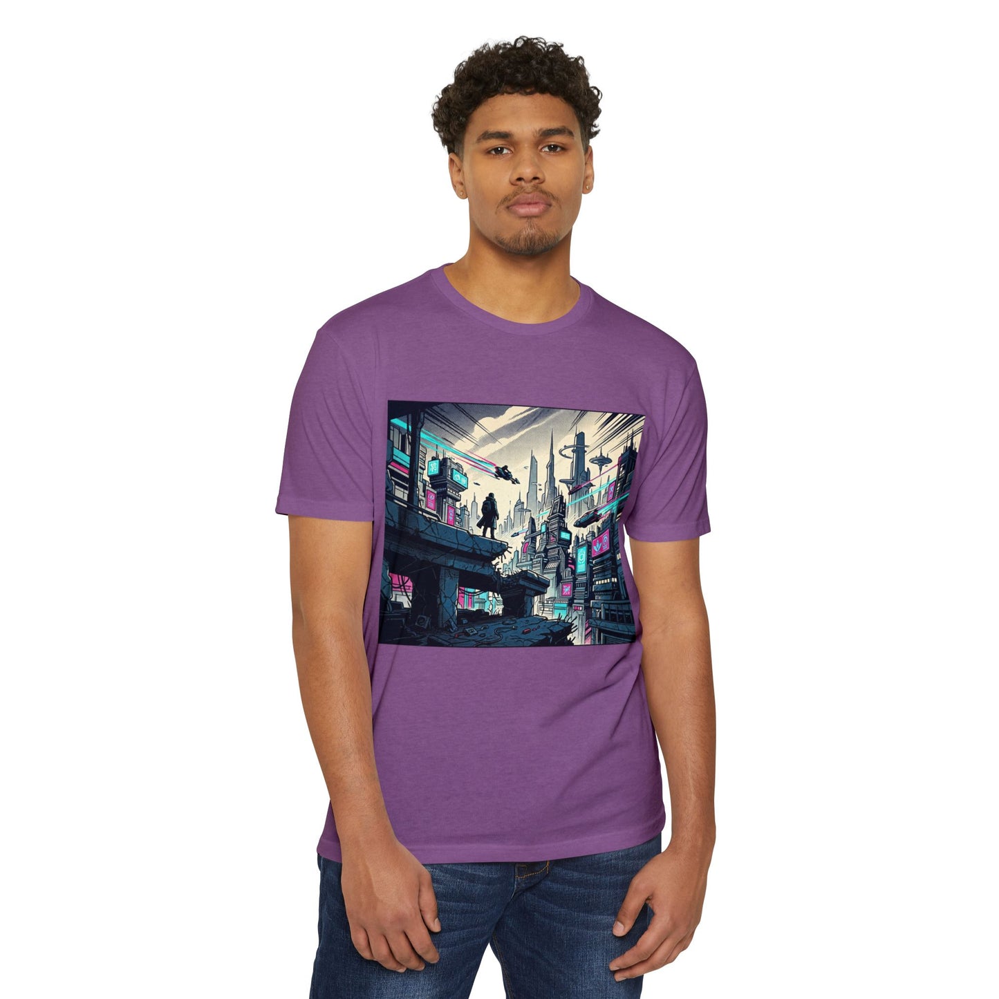 Cyberpunk Cityscape T-Shirt — Neon Futuristic Streetwear