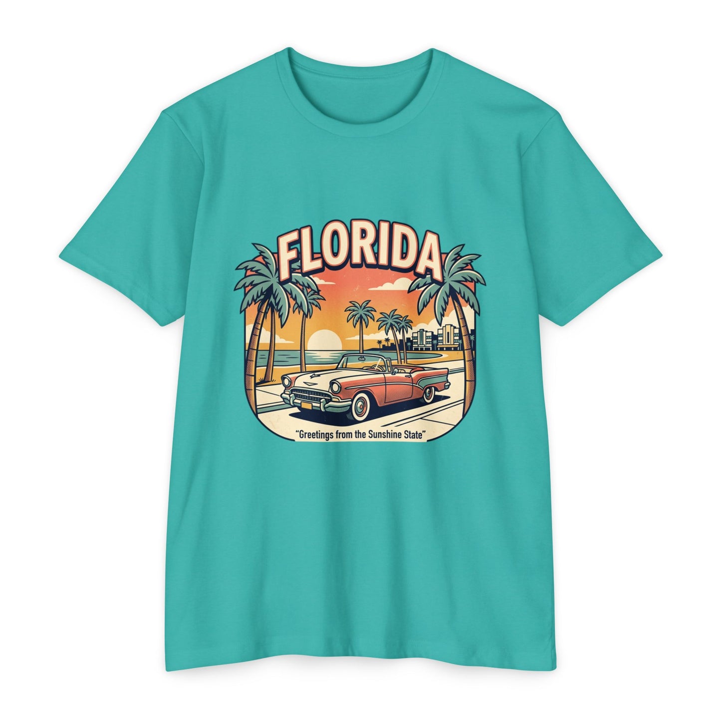 Florida Vintage Sunset T-Shirt — "Greetings from the Sunshine State"