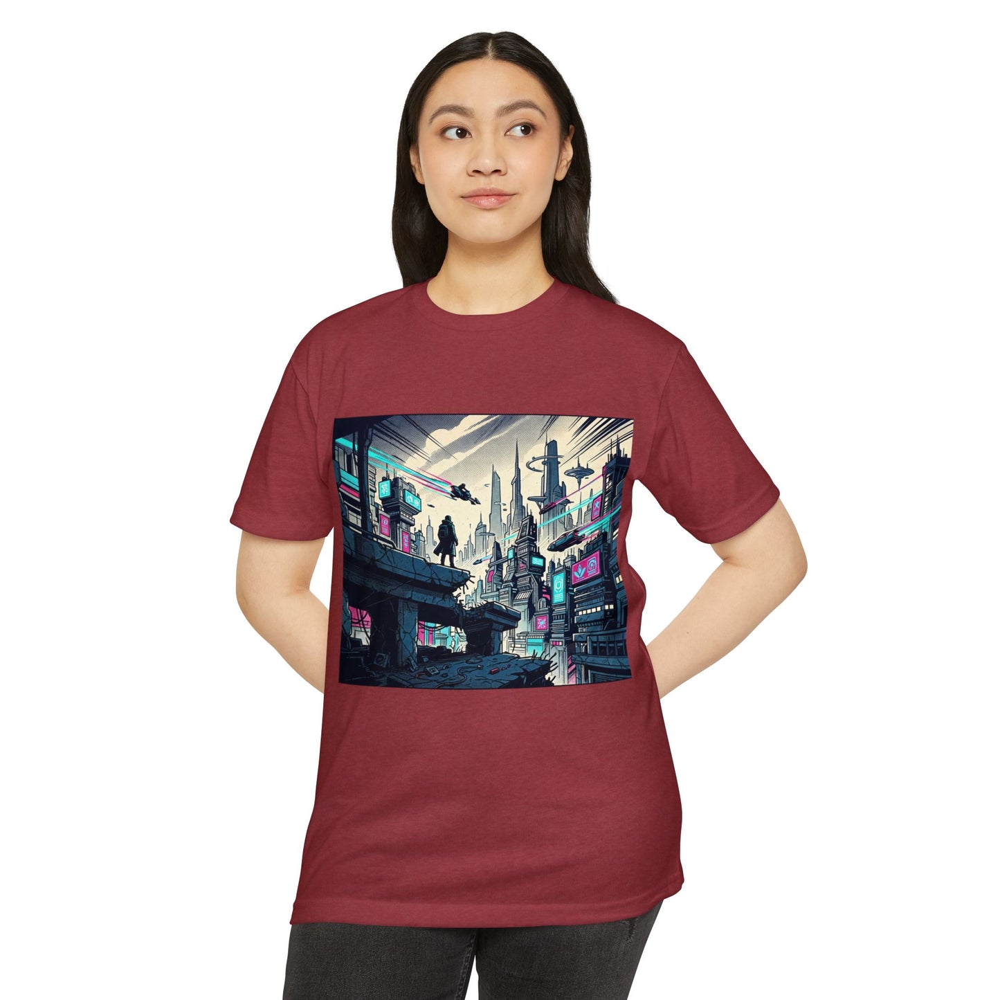Cyberpunk Cityscape T-Shirt — Neon Futuristic Streetwear