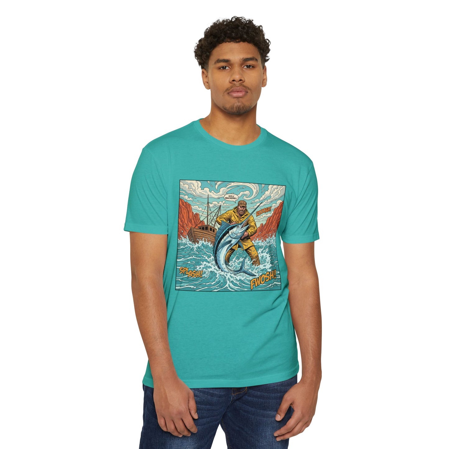 Retro Fisherman 'FWOSH' Fishing Graphic T-Shirt
