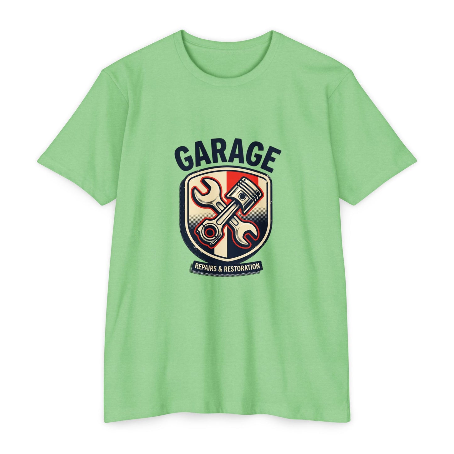 Garage Repairs & Restoration T-Shirt — Mechanic Tools Crest Tee