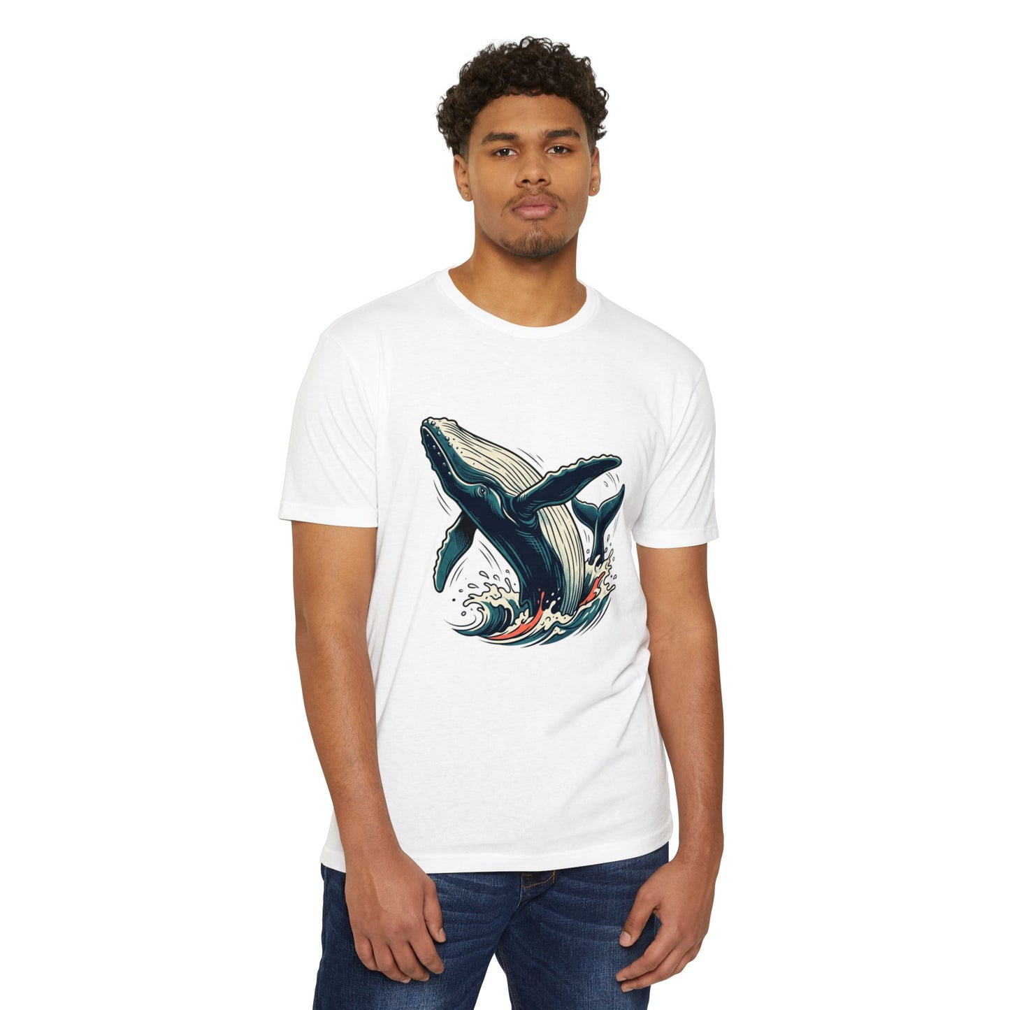 Whale Wave Graphic T-Shirt — Ocean Humpback Illustration Tee