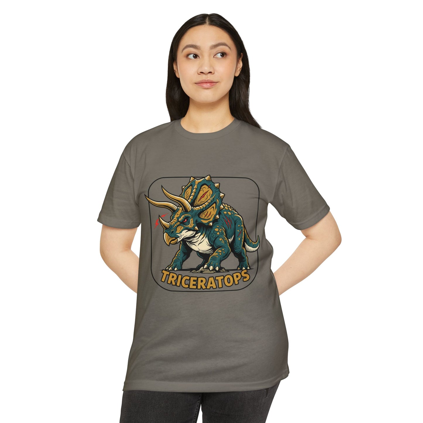 Triceratops Graphic T-Shirt — Retro Dinosaur Tee for Kids & Adults