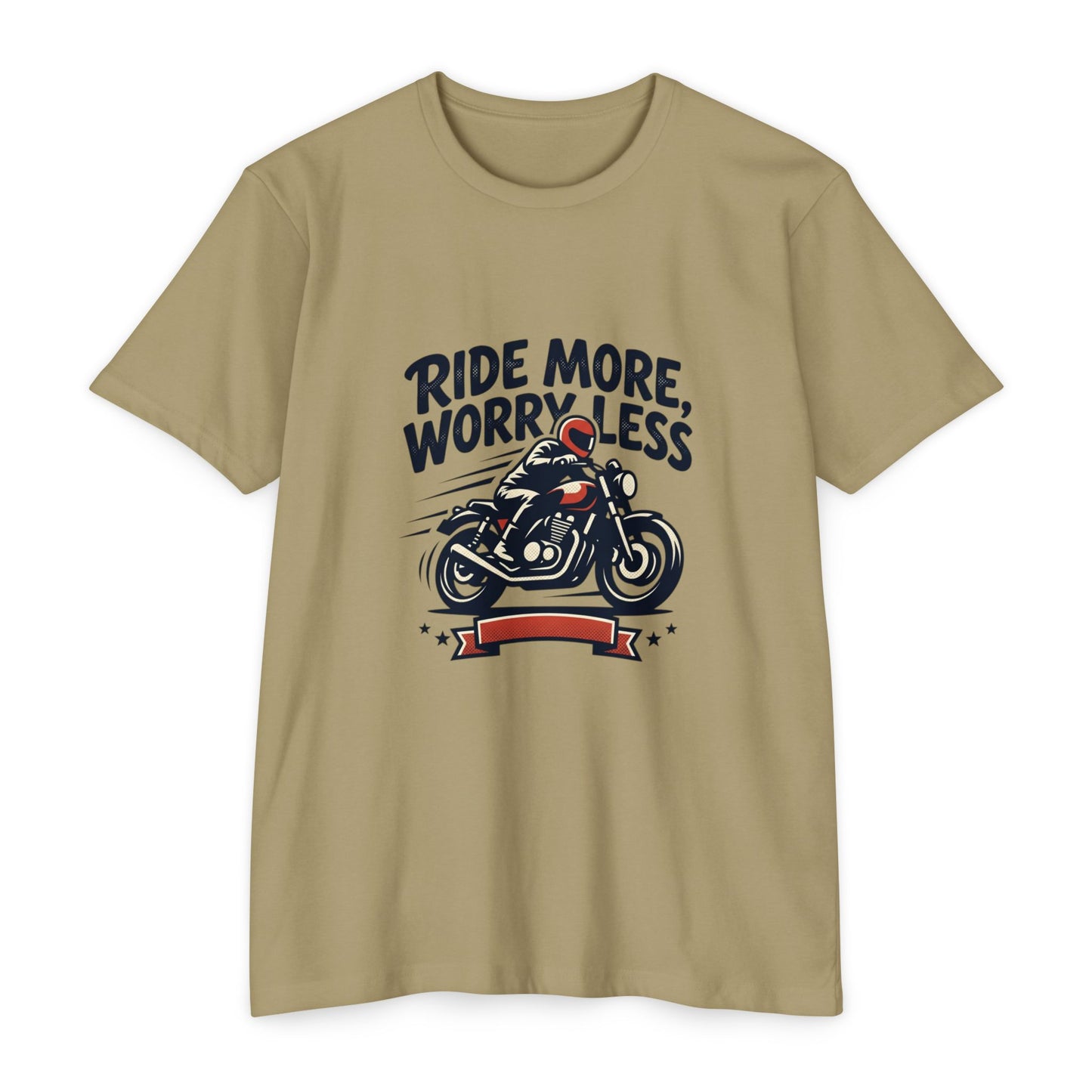 Ride More Worry Less Motorcycle T-Shirt — Biker Tee for Riders & Enthusiasts