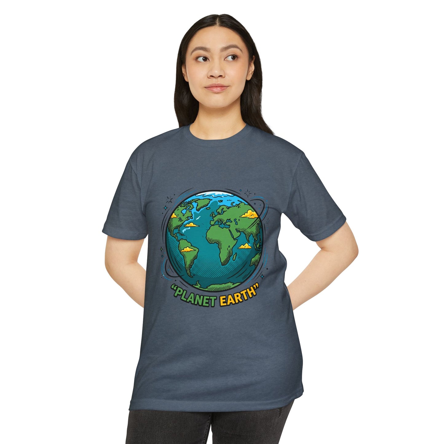 Retro Planet Earth Graphic T-Shirt — Vintage Earth Illustration Tee