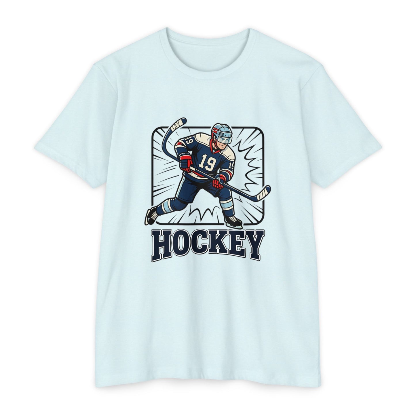 Hockey Player Graphic T-Shirt — Vintage Ice Hockey Jersey Tee