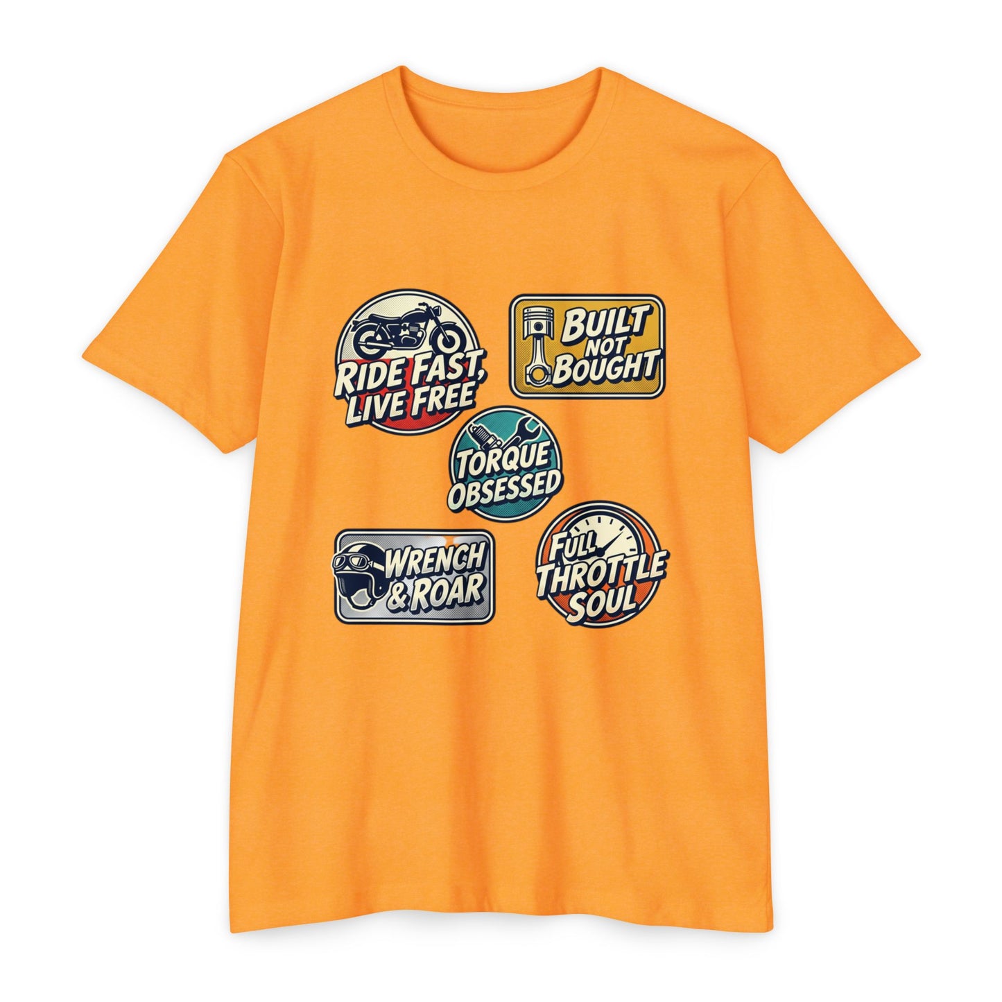 Built Not Bought Vintage Motorcycle Badge T-Shirt