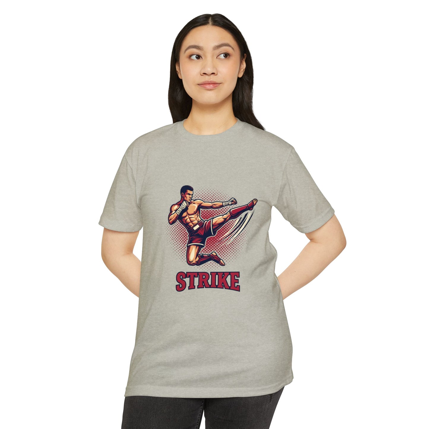 Camiseta de Chute de Artes Marciais — Camiseta Gráfica Retrô 'STRIKE' de Lutador