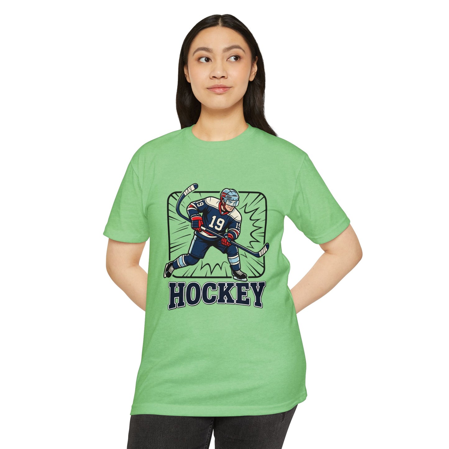 Hockey Player Graphic T-Shirt — Vintage Ice Hockey Jersey Tee
