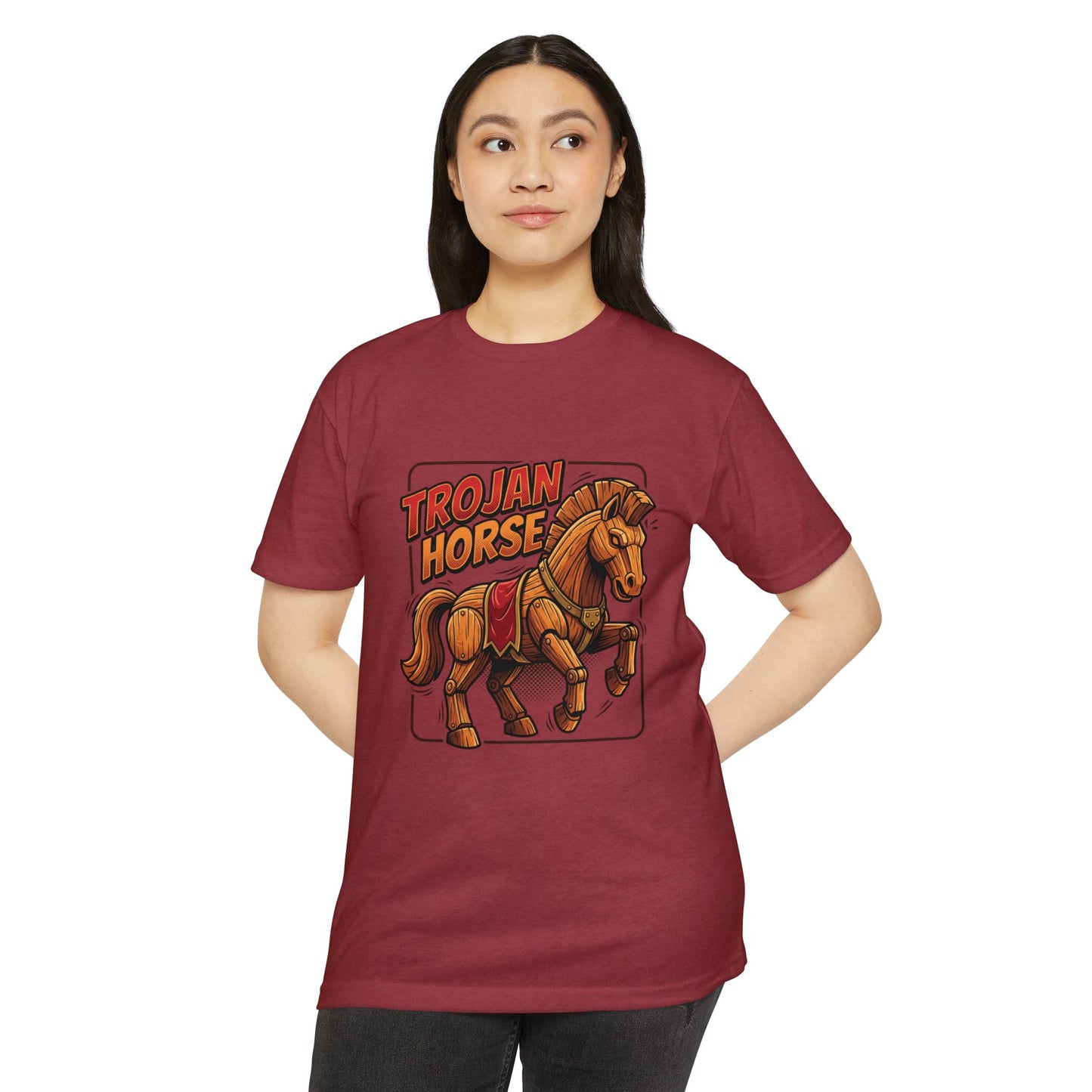 Trojan Horse Graphic Tee - Vintage Wooden Horse Illustration T-Shirt