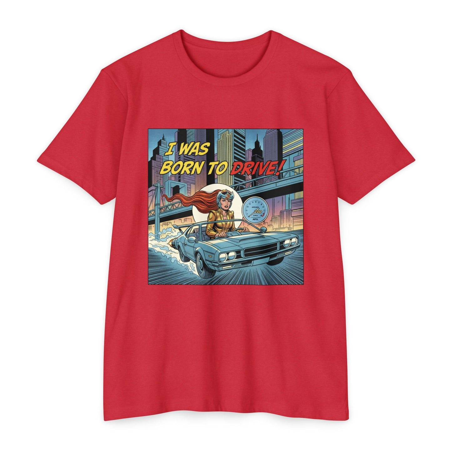 I Was Born to Drive Retro Comic Car T-Shirt