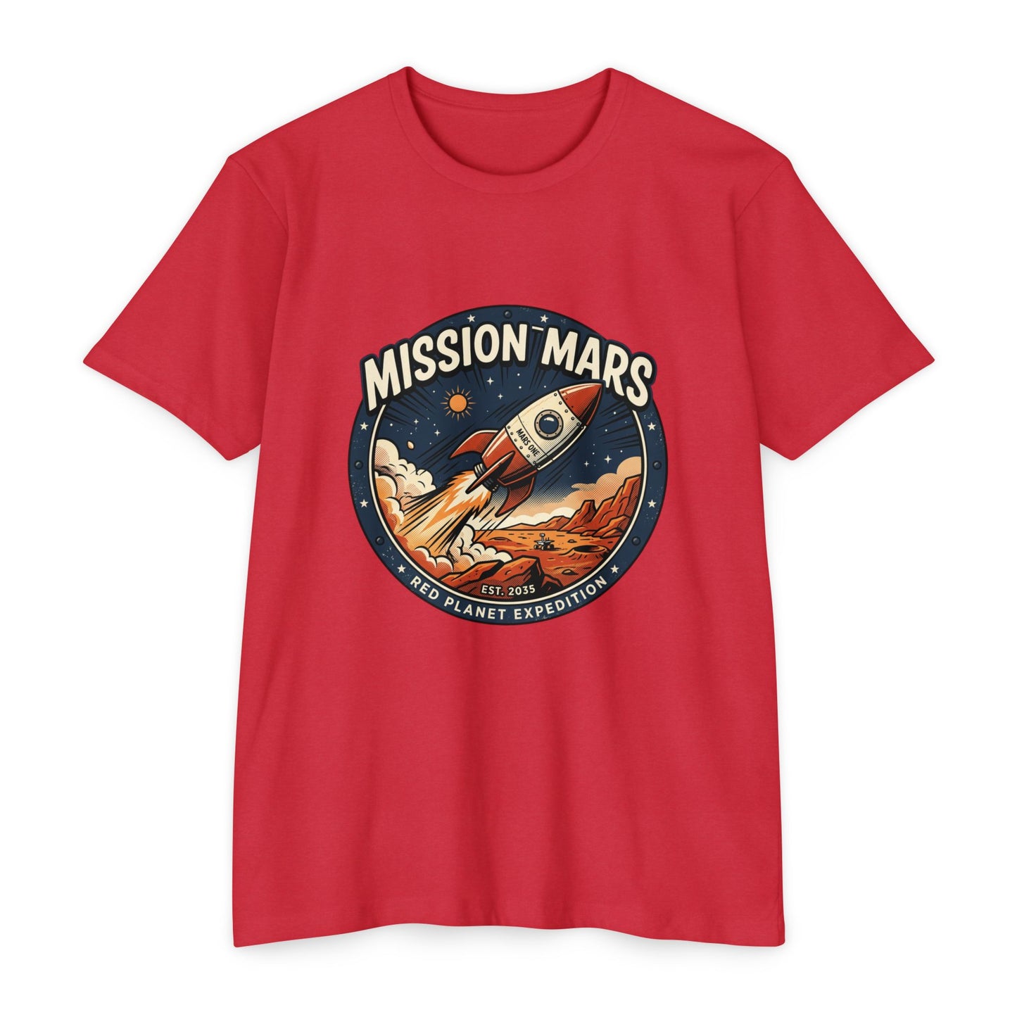 Mission Mars Rocket T‑Shirt — Retro Red Planet Expedition Tee