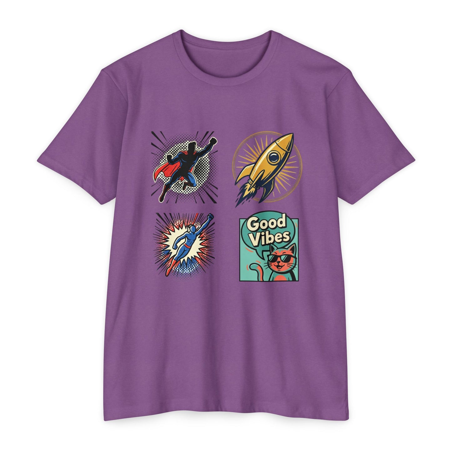 Good Vibes Rocket Retro Comic Patch T-Shirt