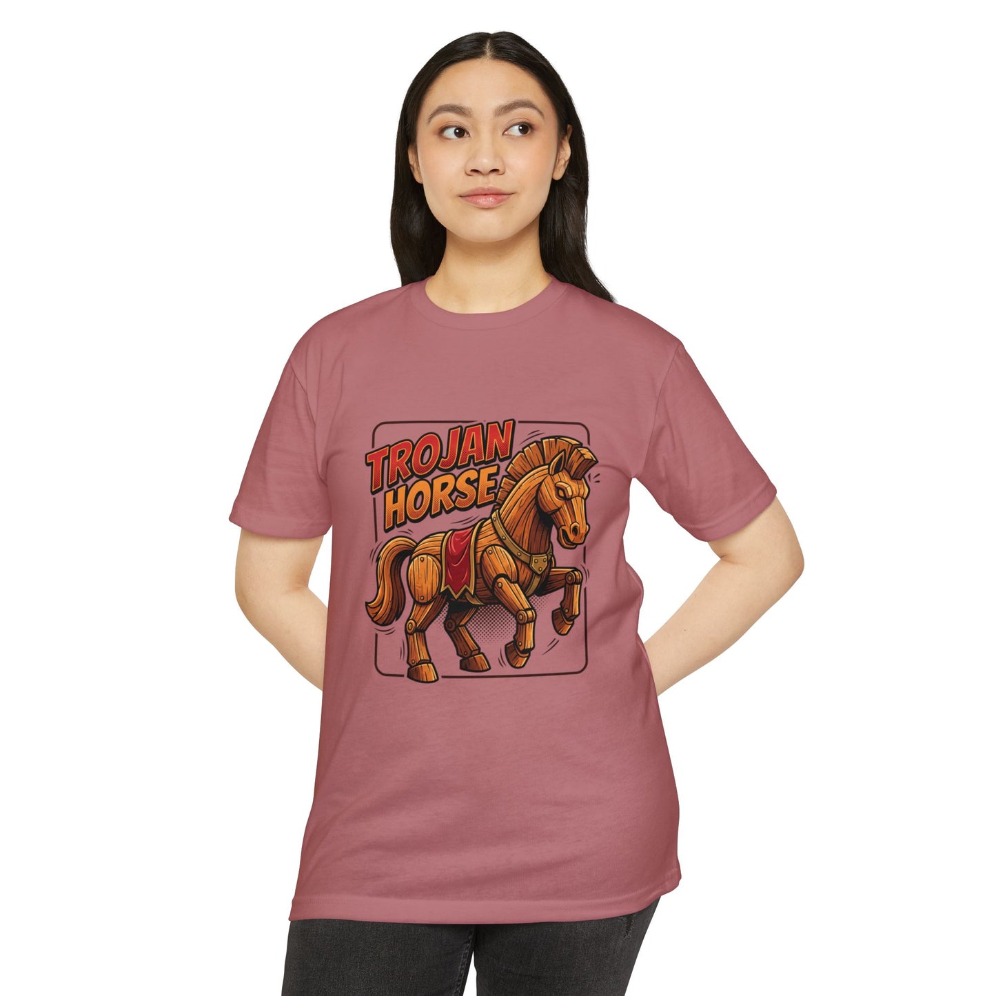 Trojan Horse Graphic Tee - Vintage Wooden Horse Illustration T-Shirt