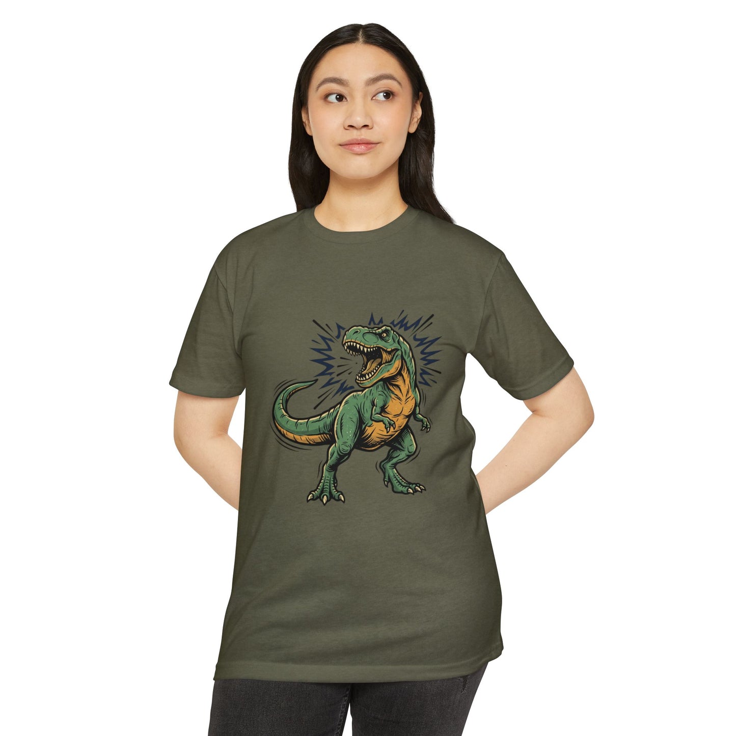 Camiseta — Camiseta retro con ilustración de T-Rex rugiendo