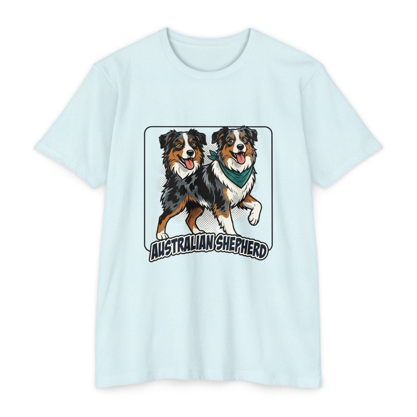 Australian Shepherd Graphic T‑Shirt — Playful Double Dog Illustration