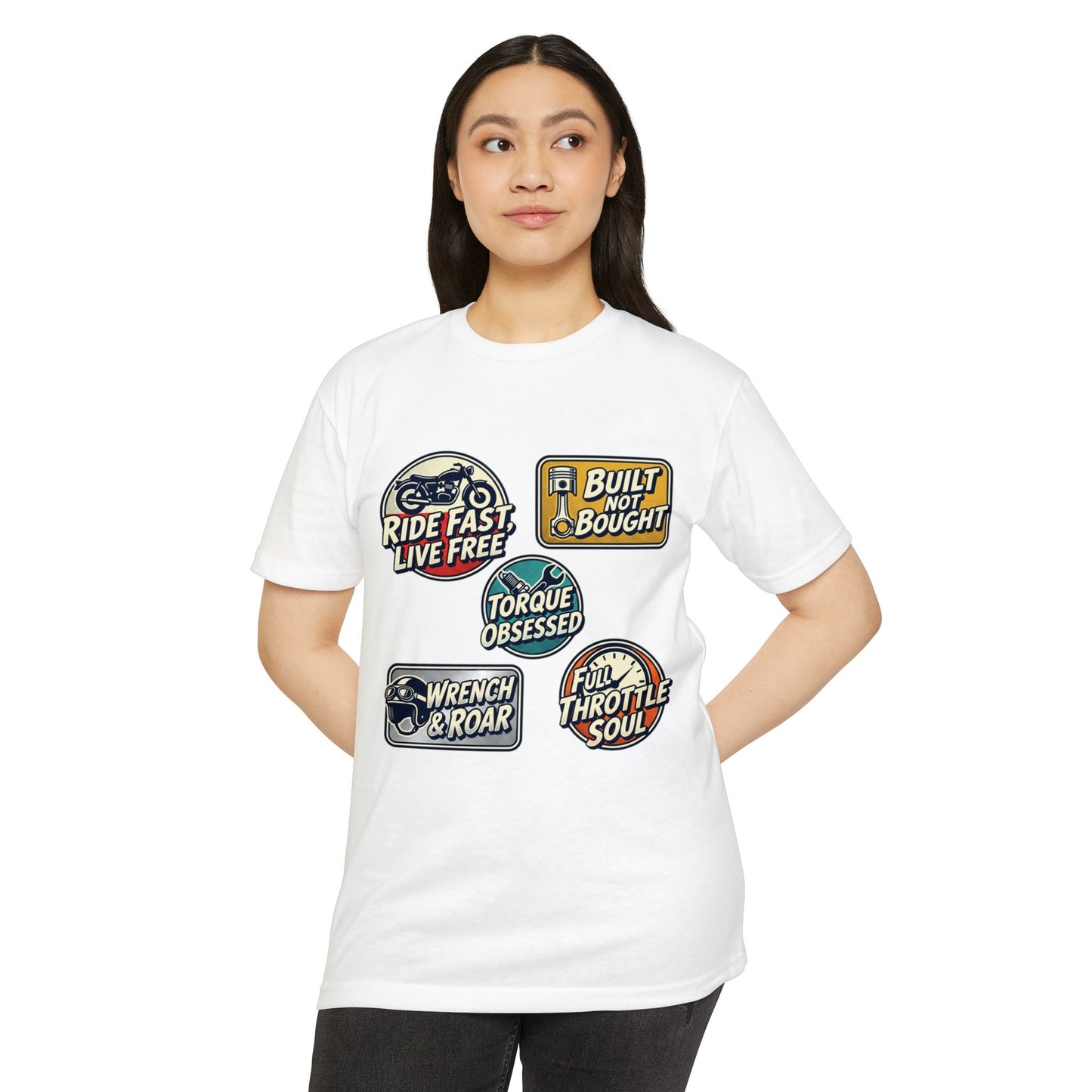 Built Not Bought Vintage Motorcycle Badge T-Shirt