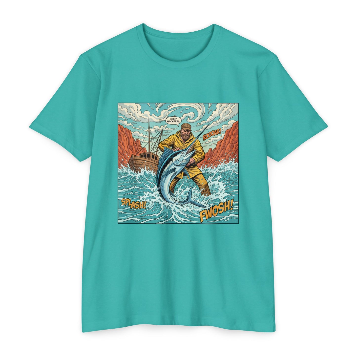 Retro Fisherman 'FWOSH' Fishing Graphic T-Shirt