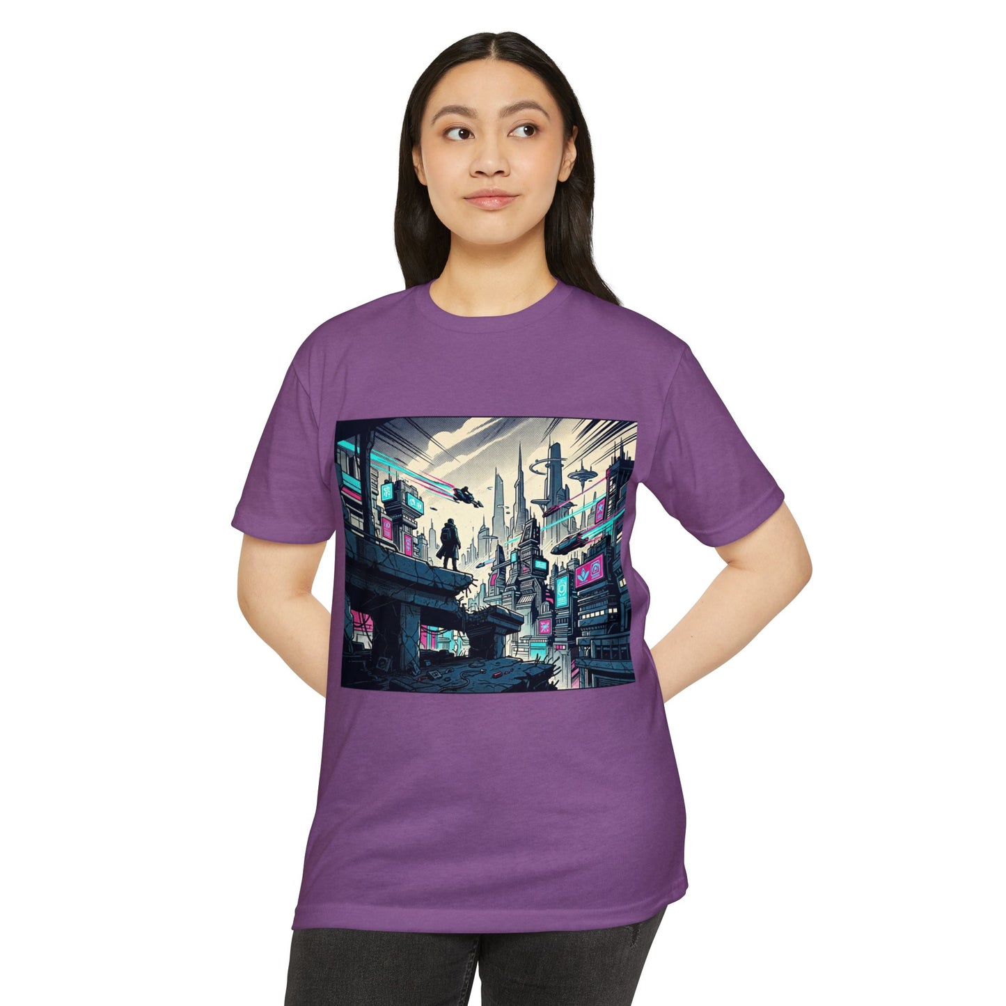 Cyberpunk Cityscape T-Shirt — Neon Futuristic Streetwear