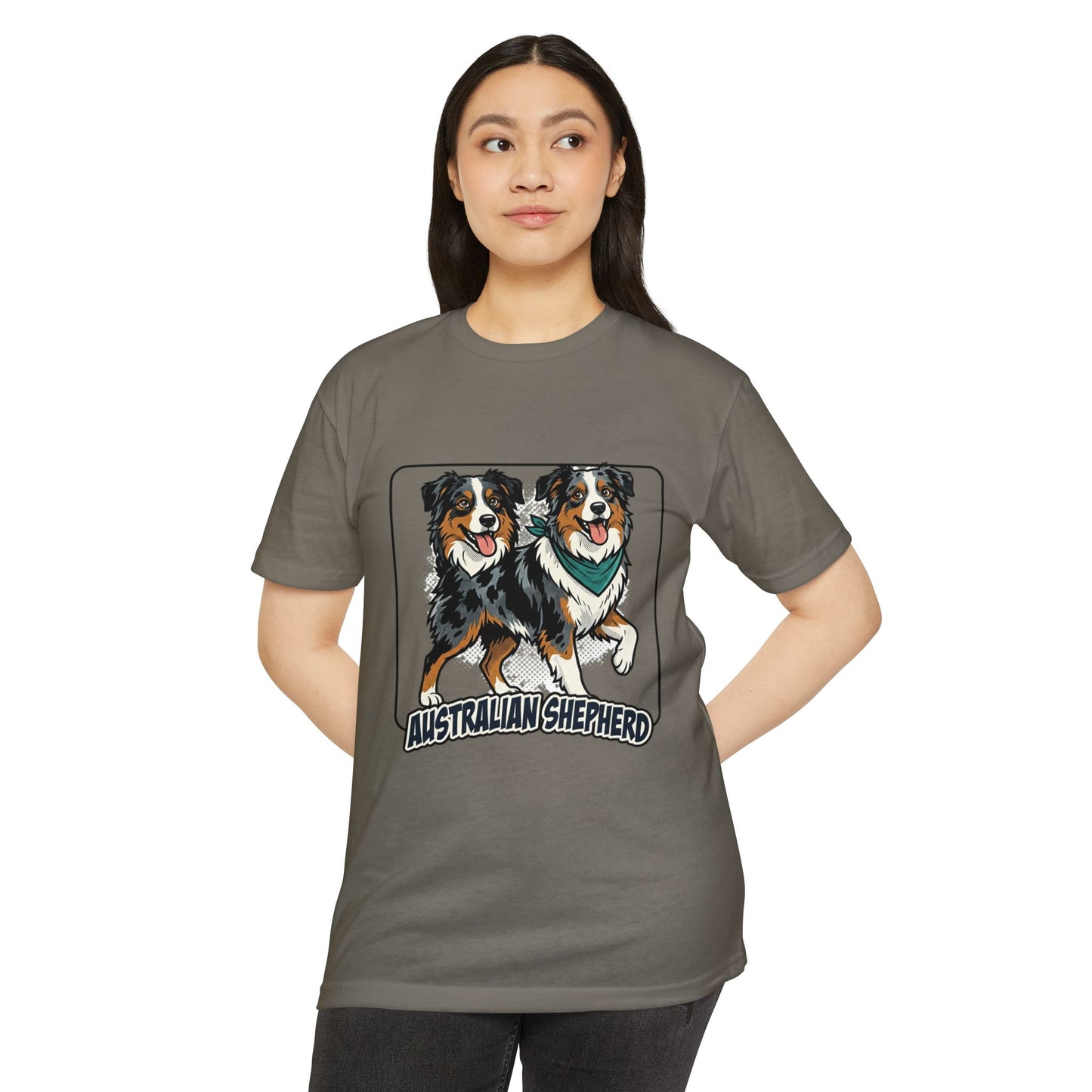 Australian Shepherd Graphic T‑Shirt — Playful Double Dog Illustration