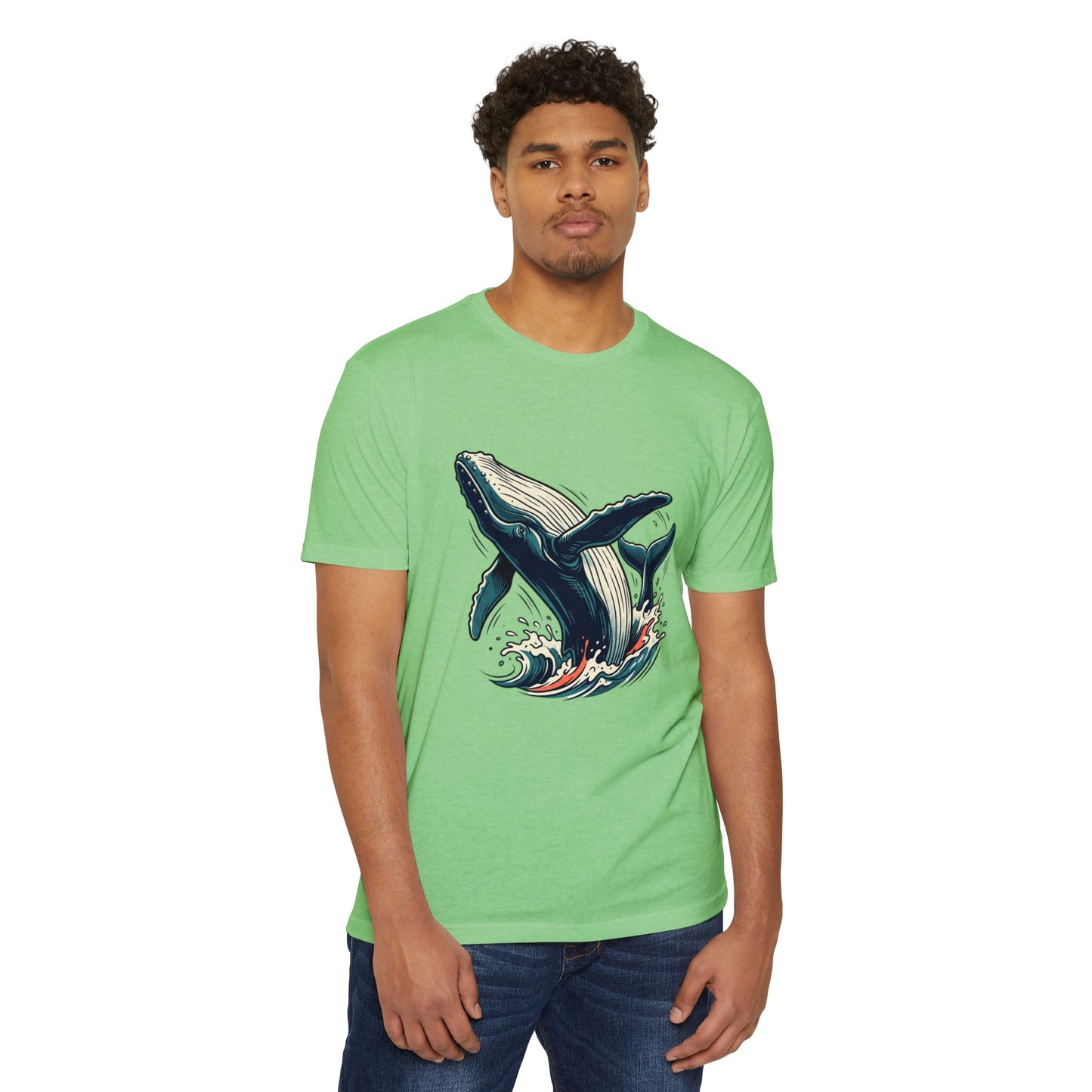 Whale Wave Graphic T-Shirt — Ocean Humpback Illustration Tee