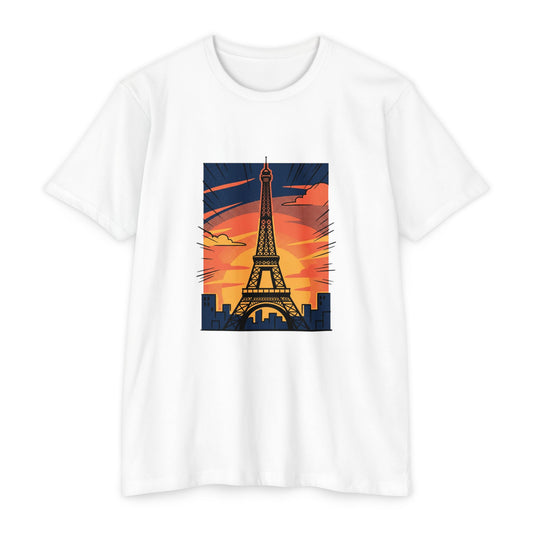 Vintage Paris Eiffel Tower Sunset T‑Shirt