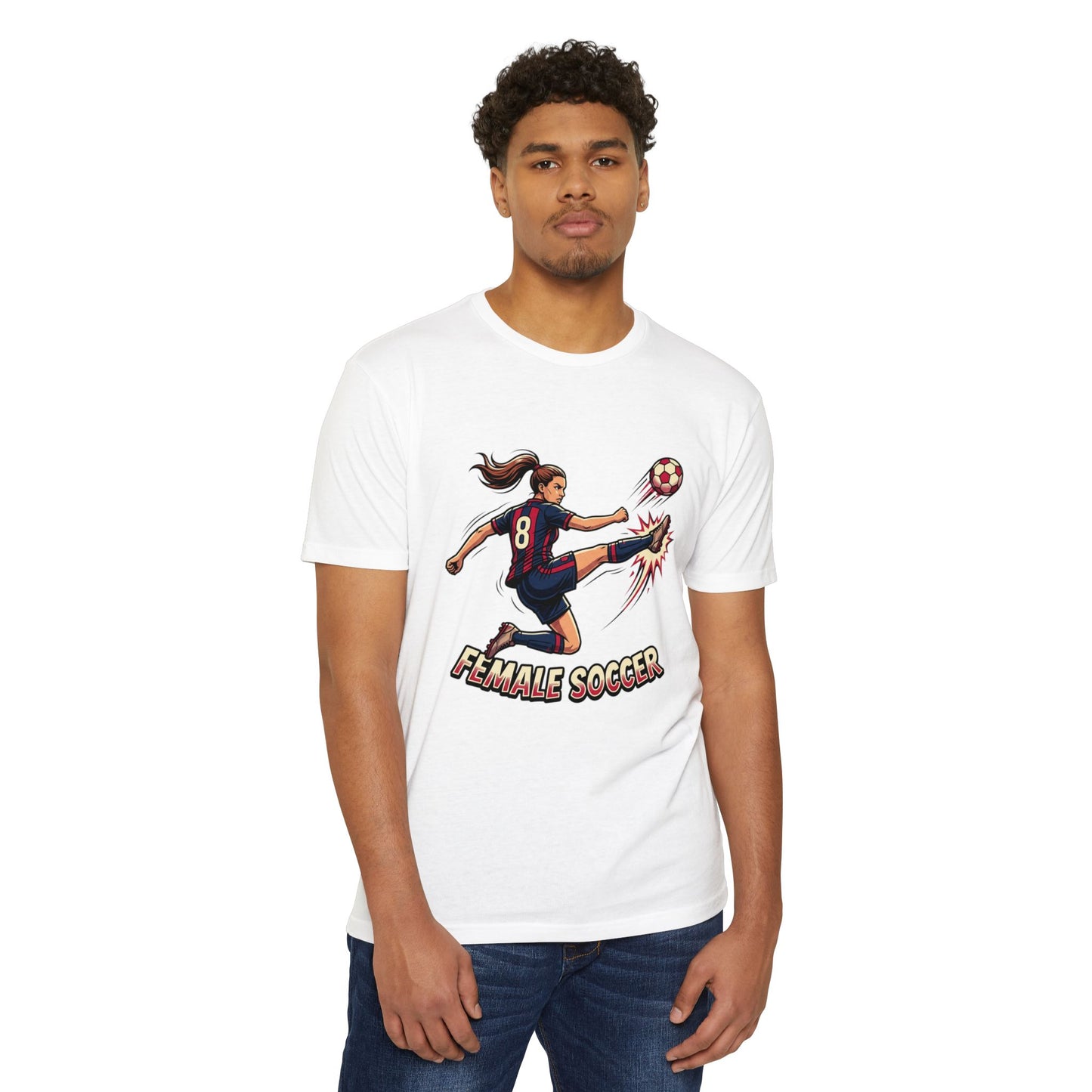 Female Soccer Player Graphic T-Shirt – Women’s Soccer Tee