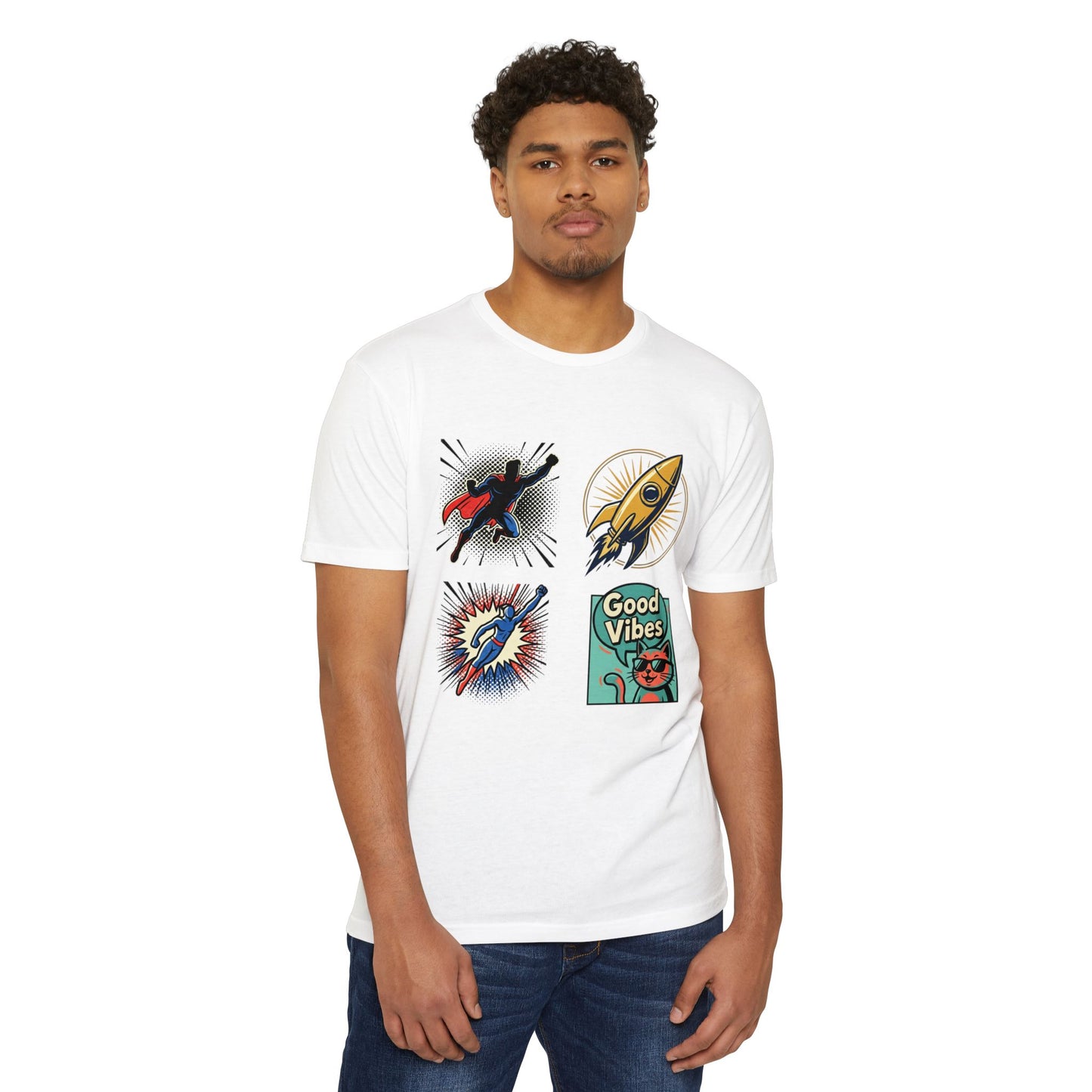 Good Vibes Rocket Retro Comic Patch T-Shirt