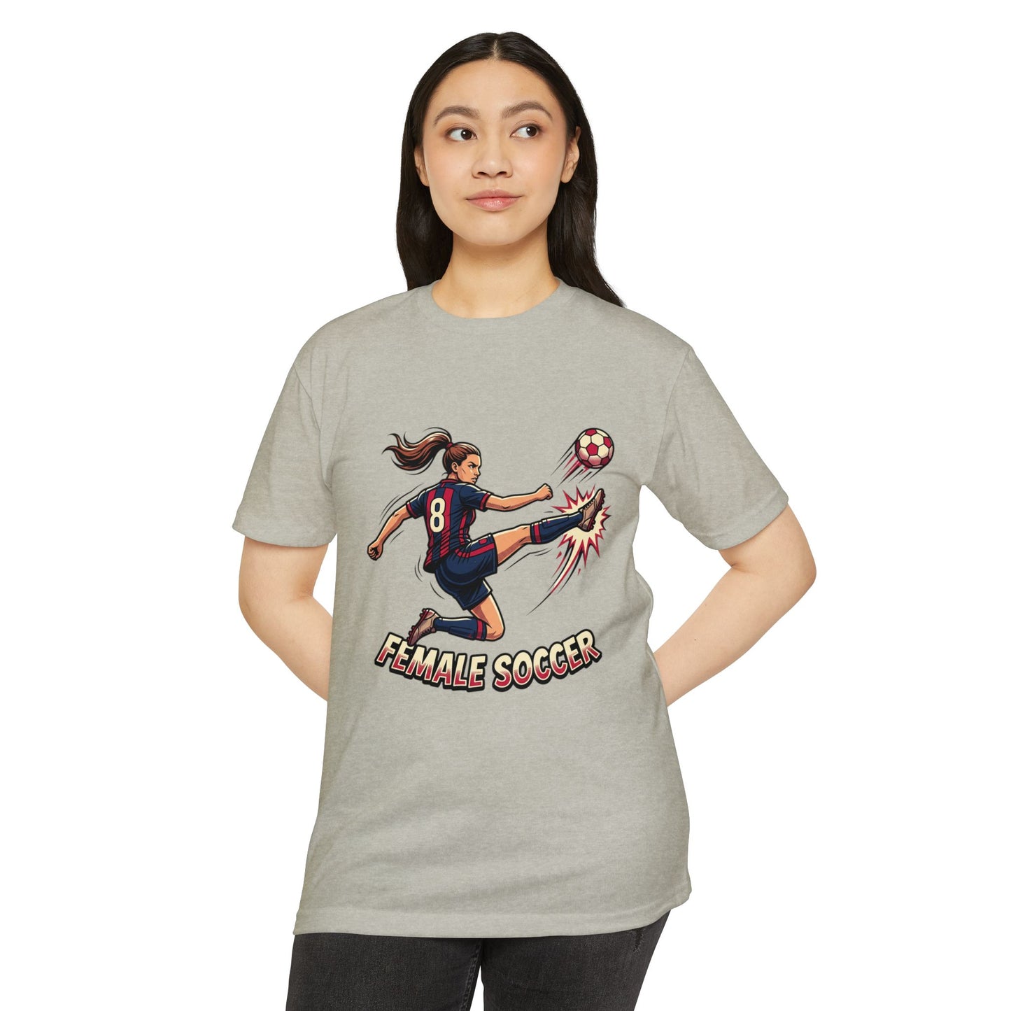 Female Soccer Player Graphic T-Shirt – Women’s Soccer Tee