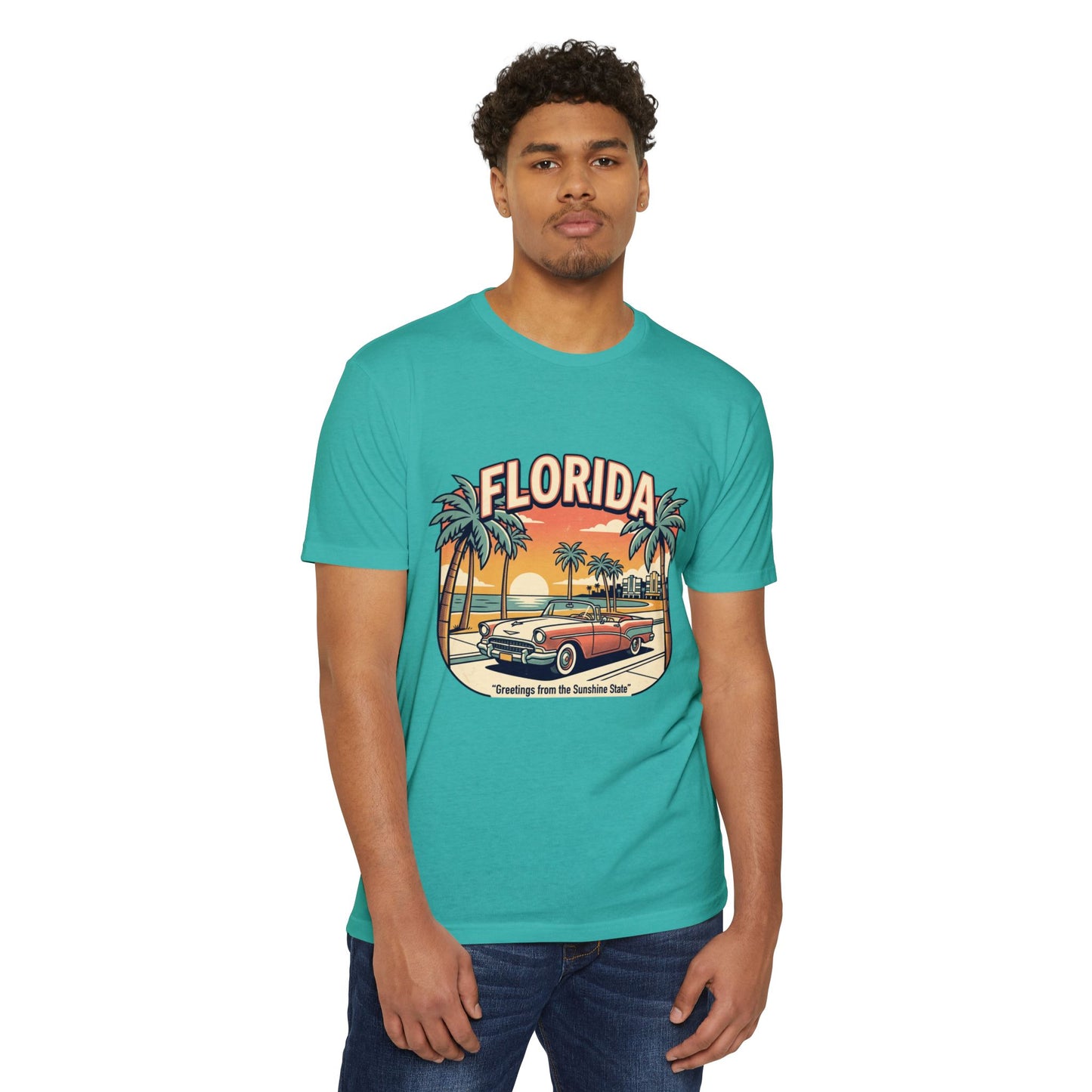 Florida Vintage Sunset T-Shirt — "Greetings from the Sunshine State"