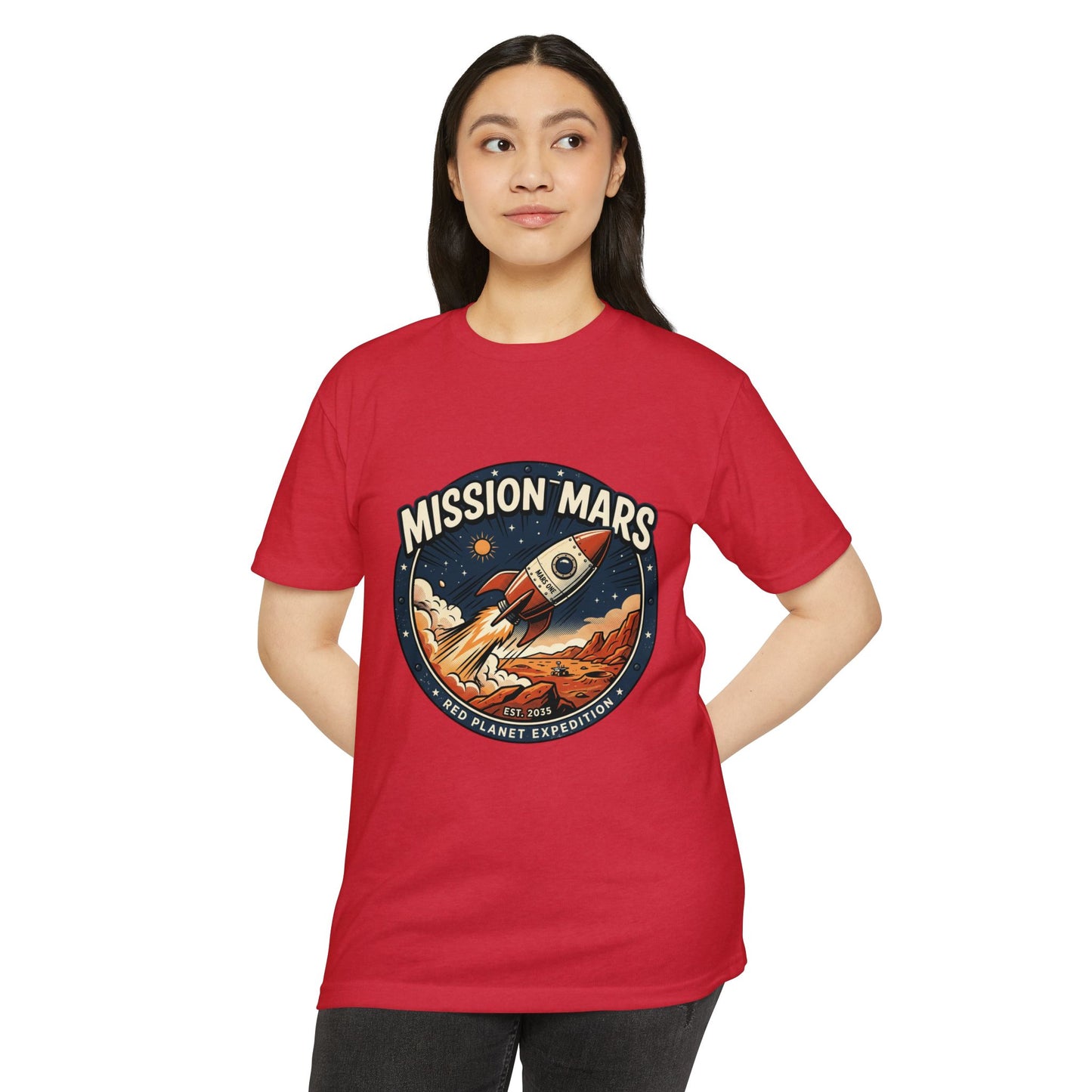 Mission Mars Rocket T‑Shirt — Retro Red Planet Expedition Tee