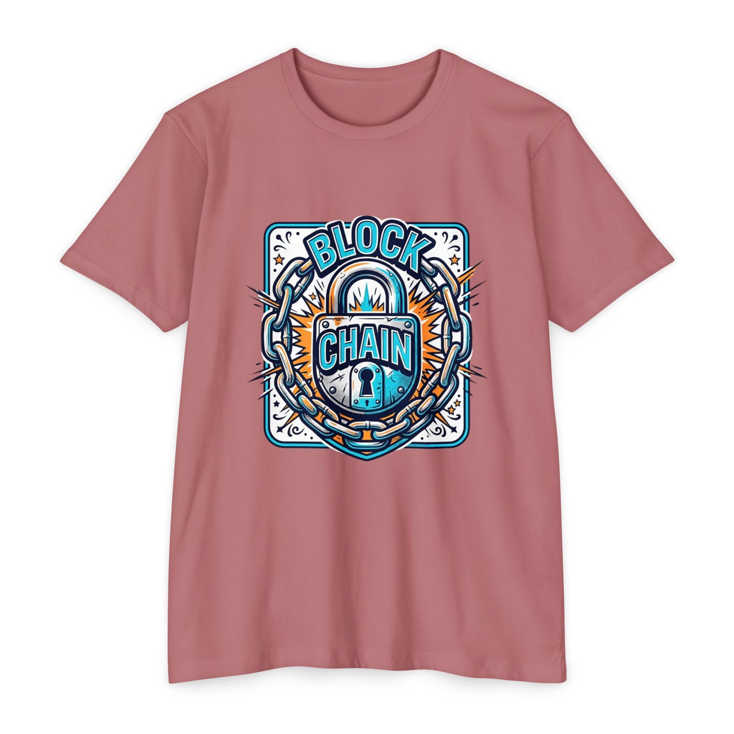 Camiseta Blockchain Shield — Camiseta retro con gráfico de candado y cadena de criptomonedas