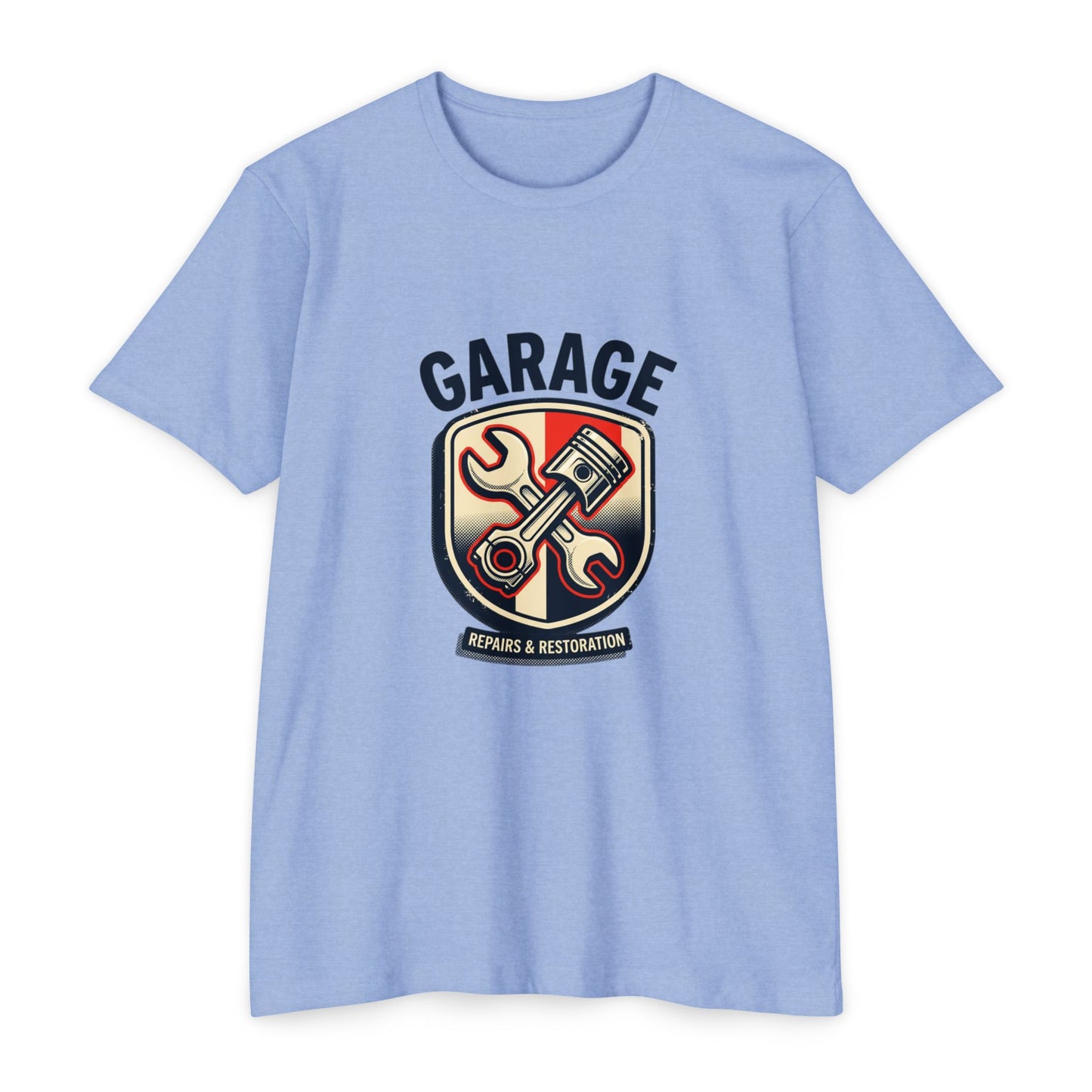 Garage Repairs & Restoration T-Shirt — Mechanic Tools Crest Tee