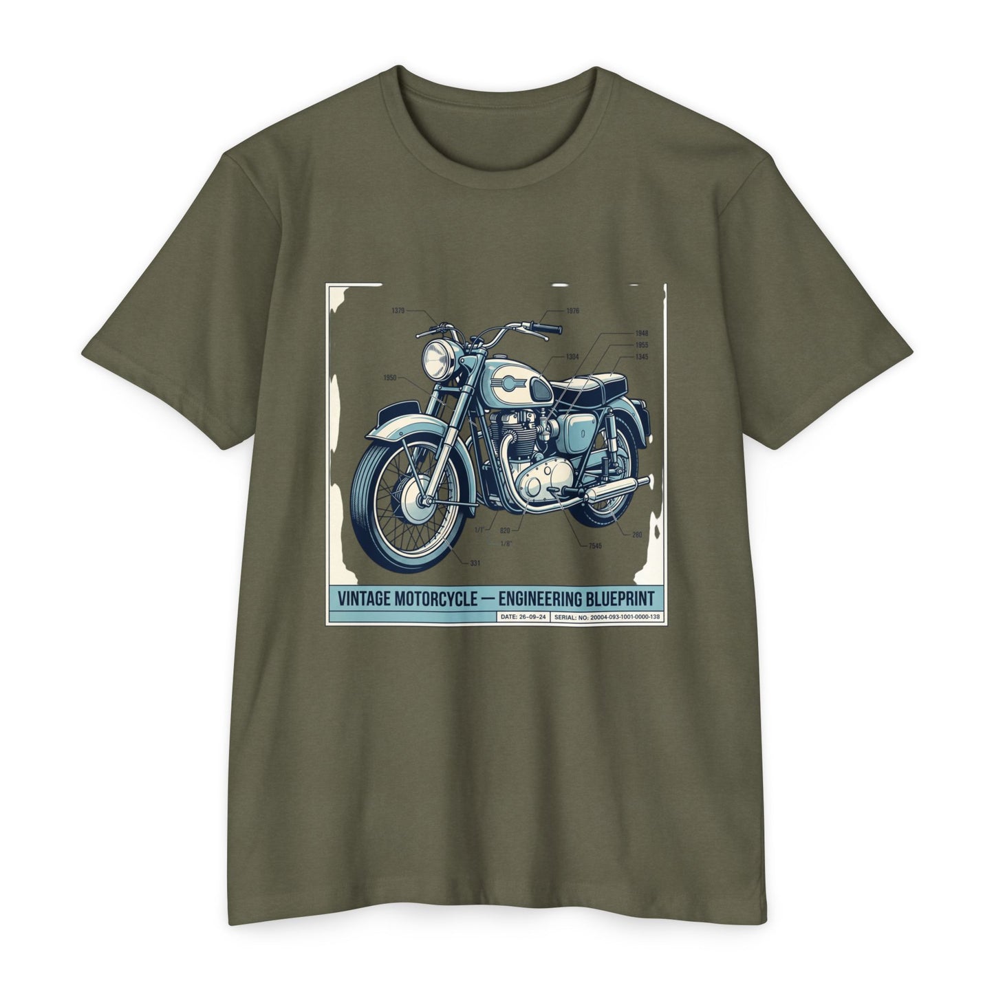 Vintage Motorcycle Blueprint T-Shirt — Classic Engineering Bike Tee