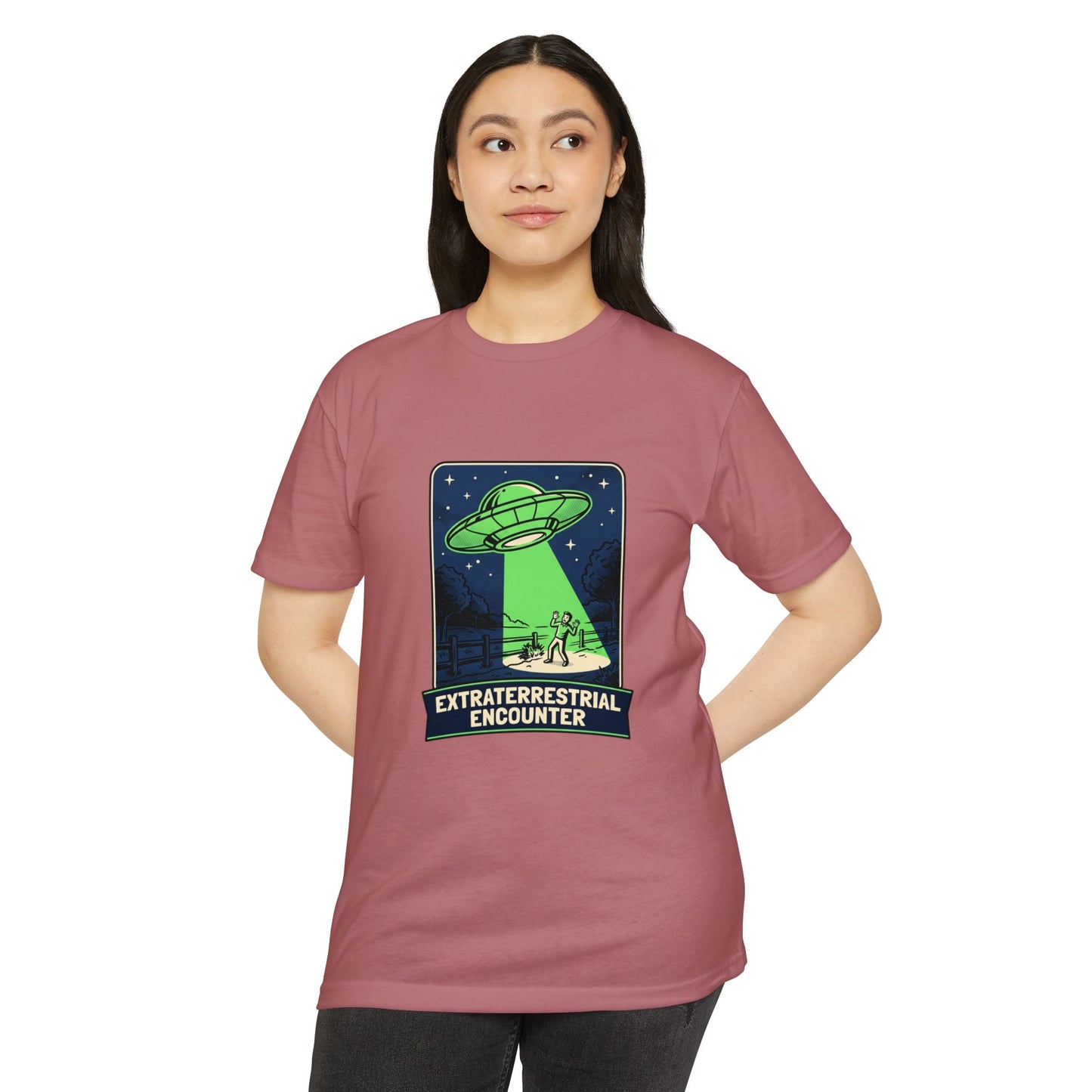 Alien Abduction T-Shirt — “Extraterrestrial Encounter” Vintage UFO Graphic