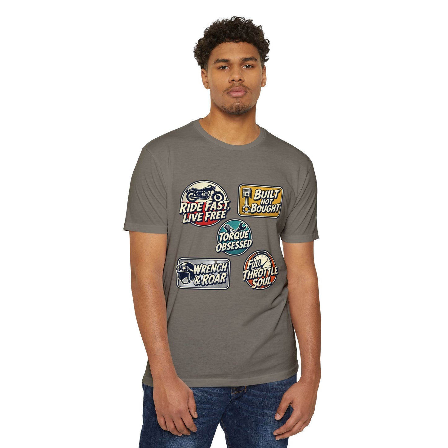 Built Not Bought Vintage Motorcycle Badge T-Shirt