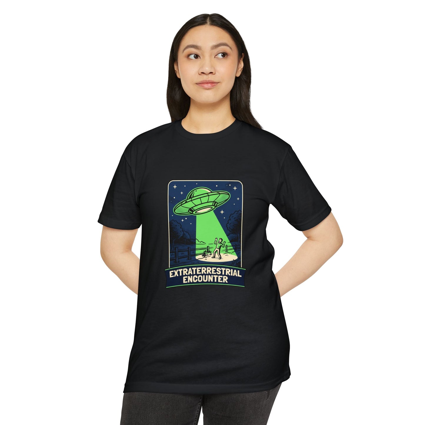 Alien Abduction T-Shirt — “Extraterrestrial Encounter” Vintage UFO Graphic