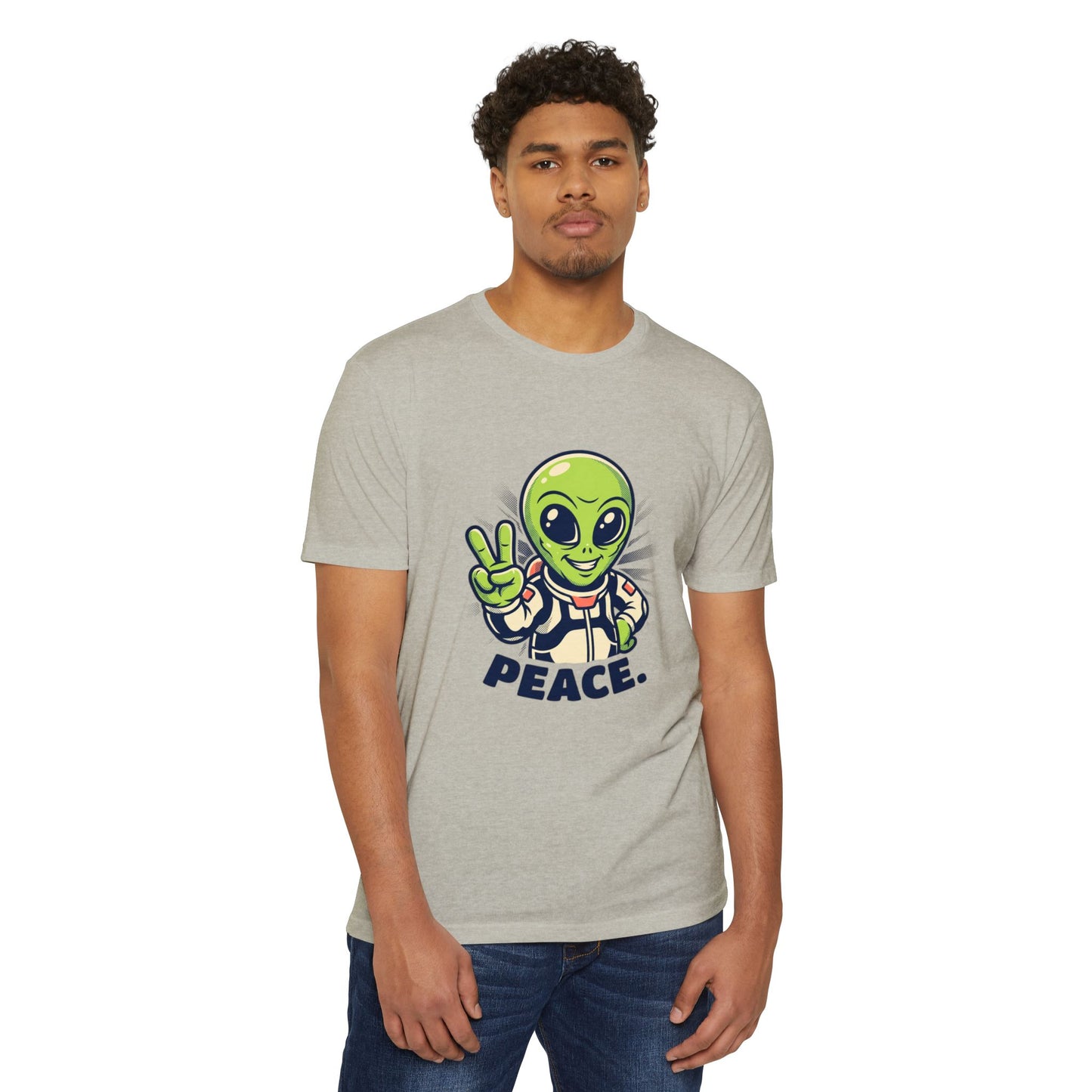 Alien Peace T-Shirt — Cute Green Astronaut Giving Peace Sign