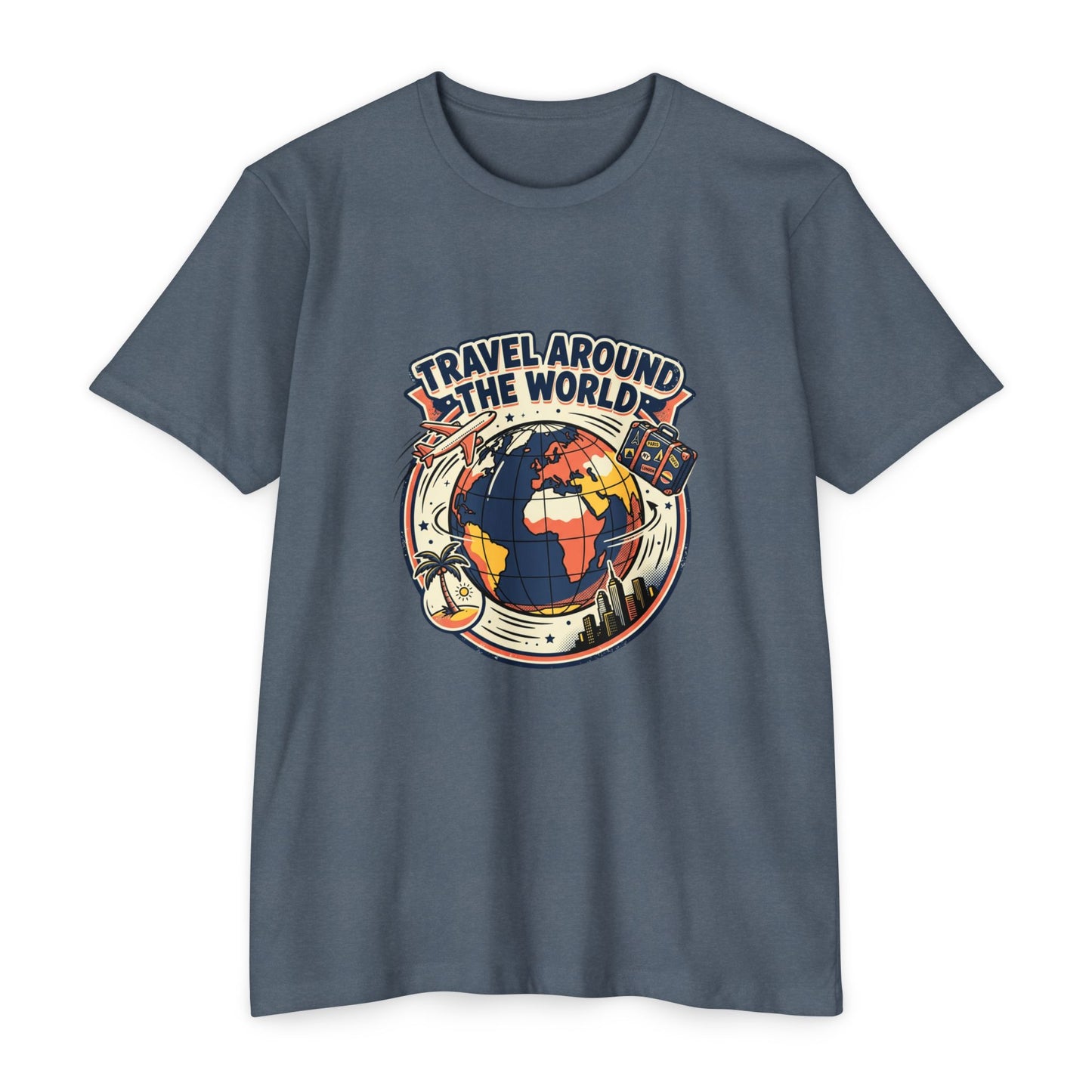 Vintage 'Travel Around the World' Globe Adventure T-Shirt