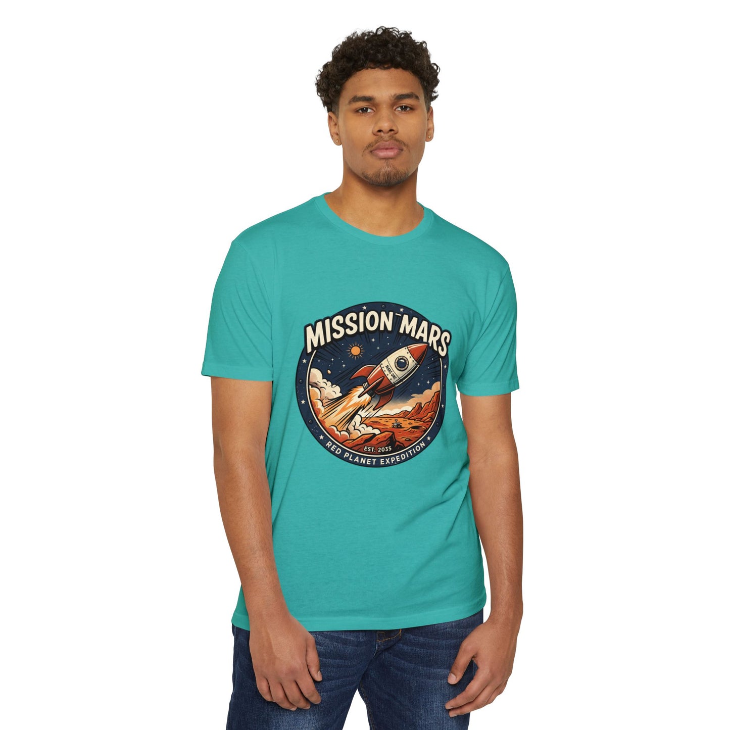 Mission Mars Rocket T‑Shirt — Retro Red Planet Expedition Tee