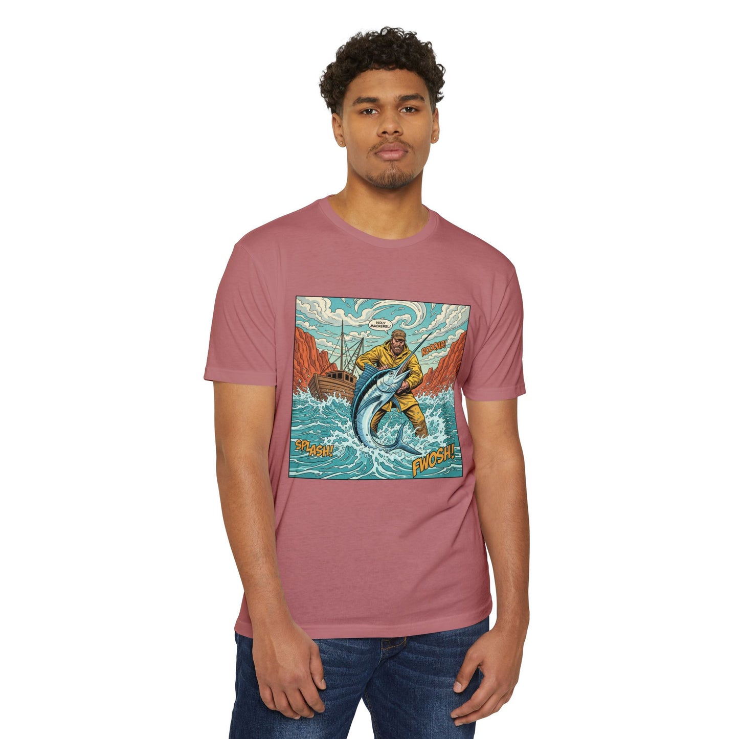 Retro Fisherman 'FWOSH' Fishing Graphic T-Shirt