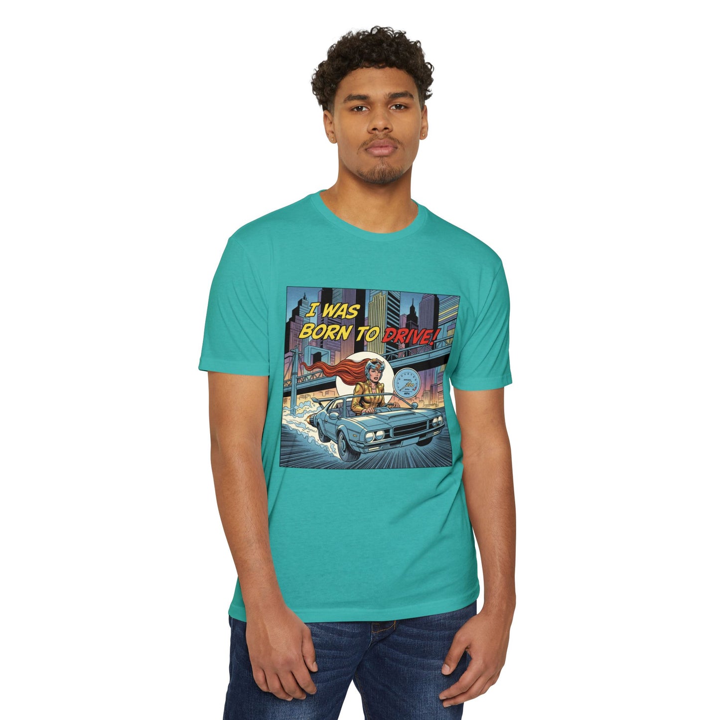 I Was Born to Drive Retro Comic Car T-Shirt