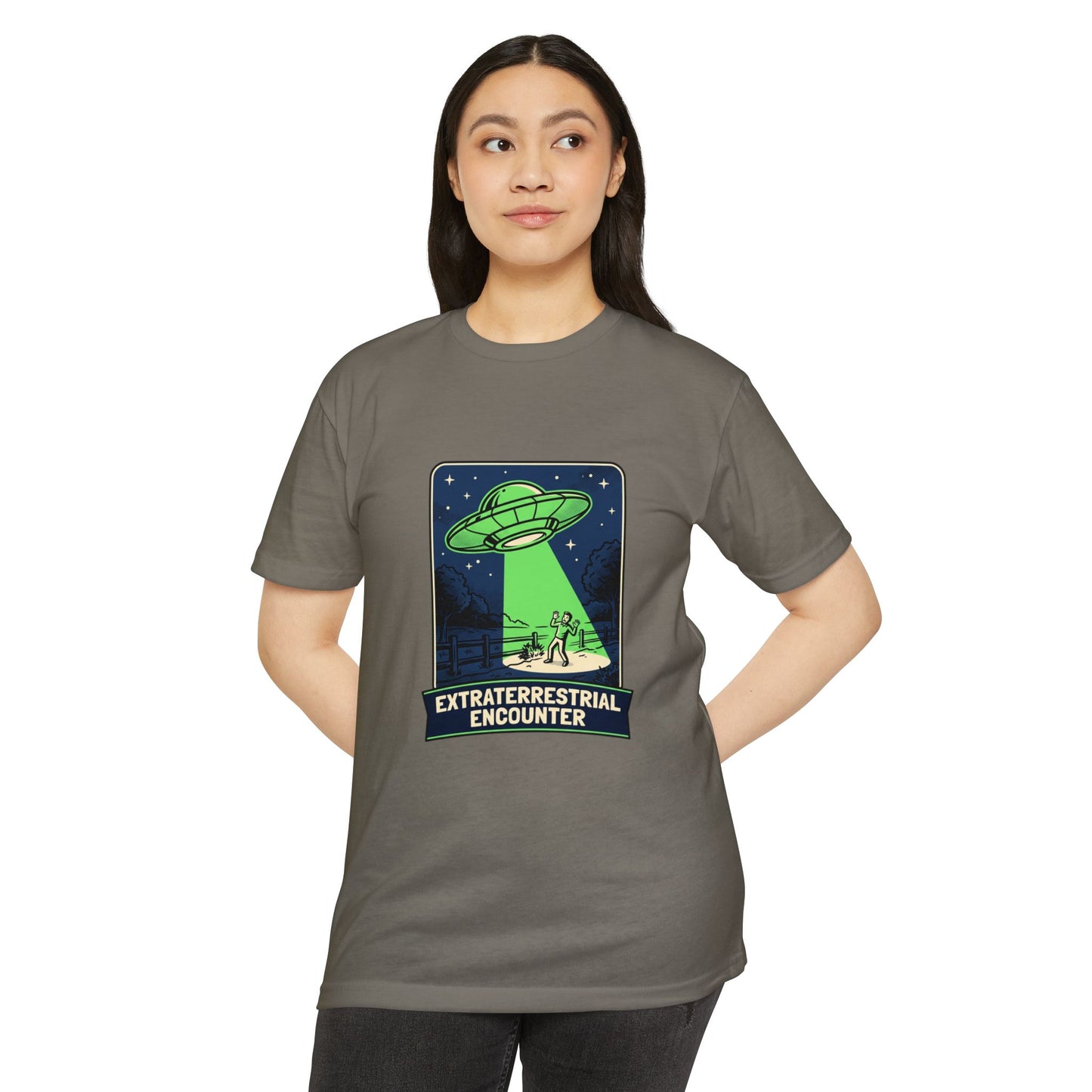 Alien Abduction T-Shirt — “Extraterrestrial Encounter” Vintage UFO Graphic