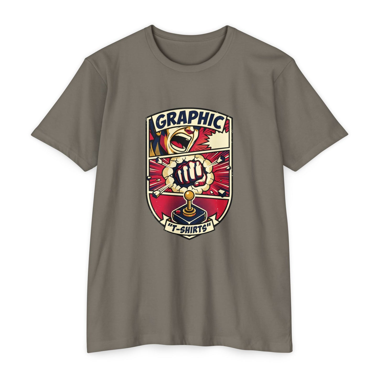 Vintage Gamer Logo T-Shirt — Fist & Joystick Retro Graphic Tee
