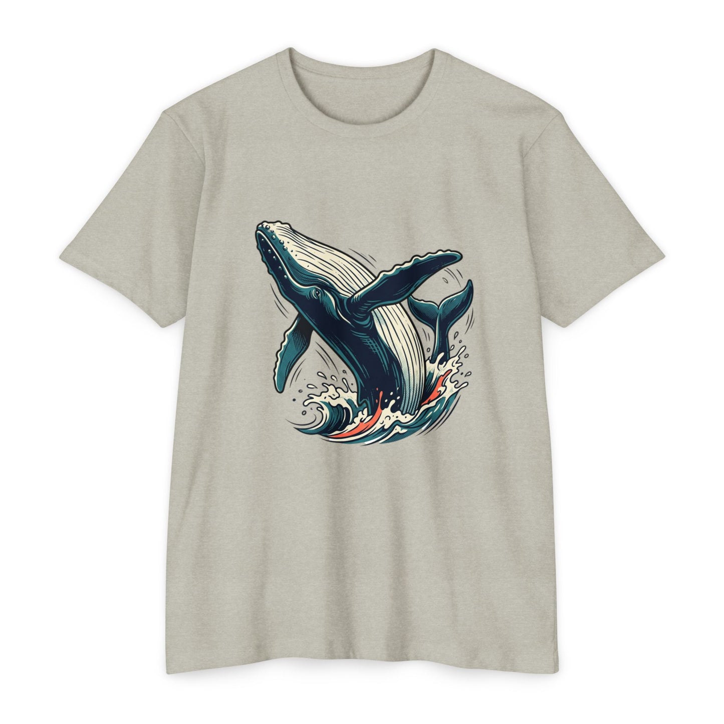 Whale Wave Graphic T-Shirt — Ocean Humpback Illustration Tee