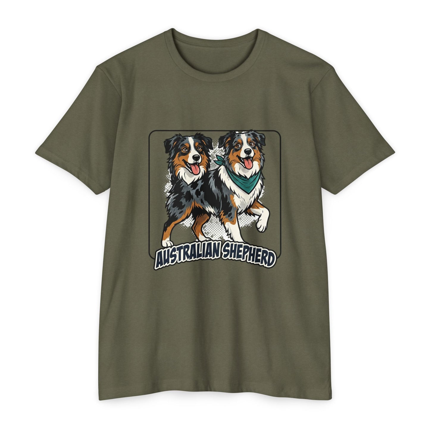 Australian Shepherd Graphic T‑Shirt — Playful Double Dog Illustration