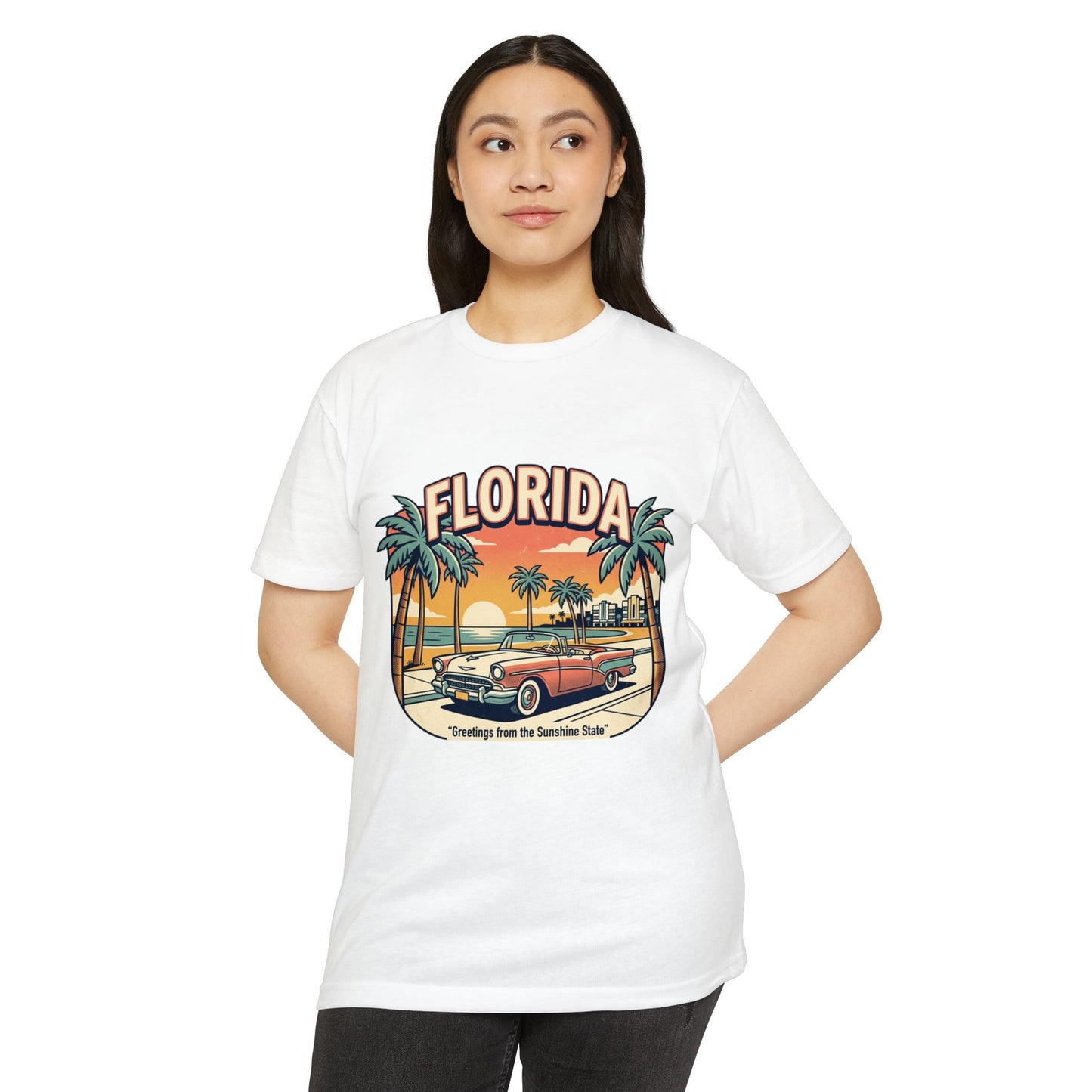 Florida Vintage Sunset T-Shirt — "Greetings from the Sunshine State"