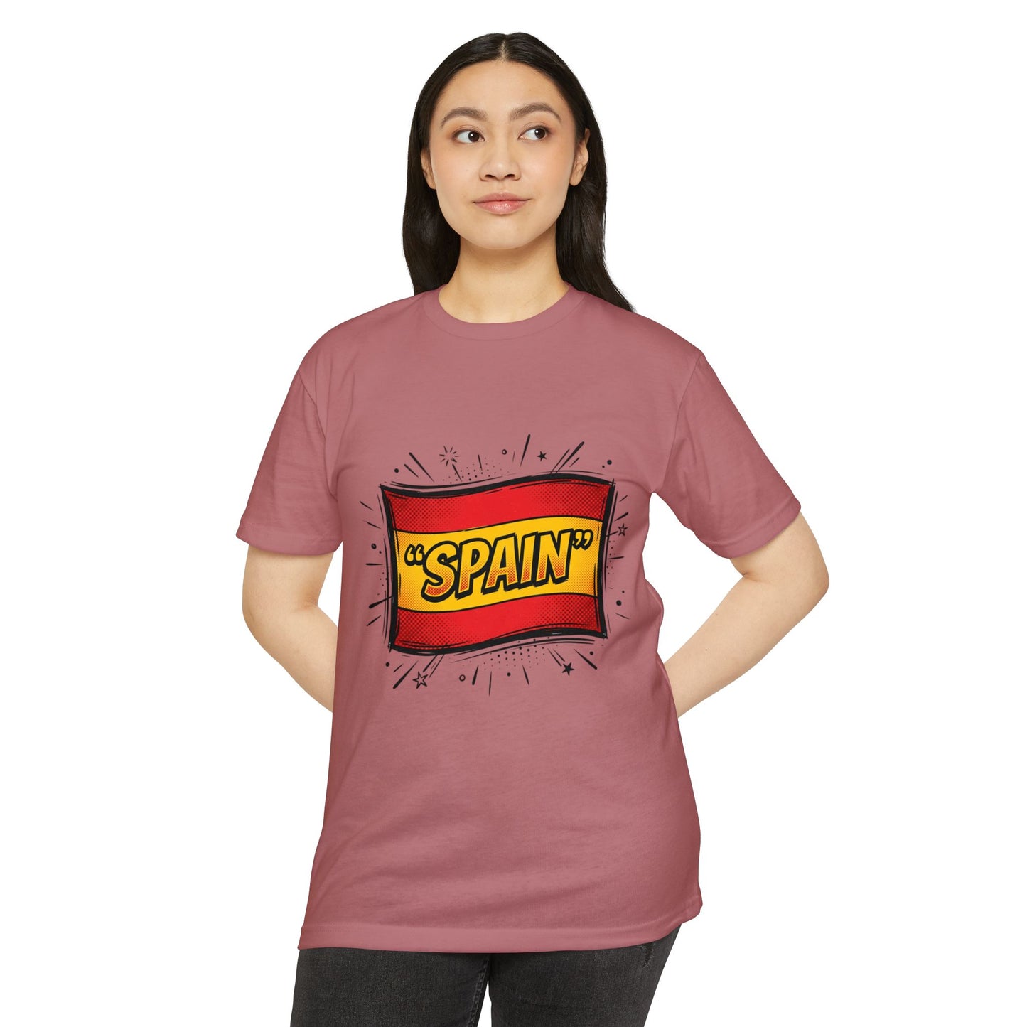 Spain Retro Comic Flag T-Shirt — 'SPAIN' Graphic Tee