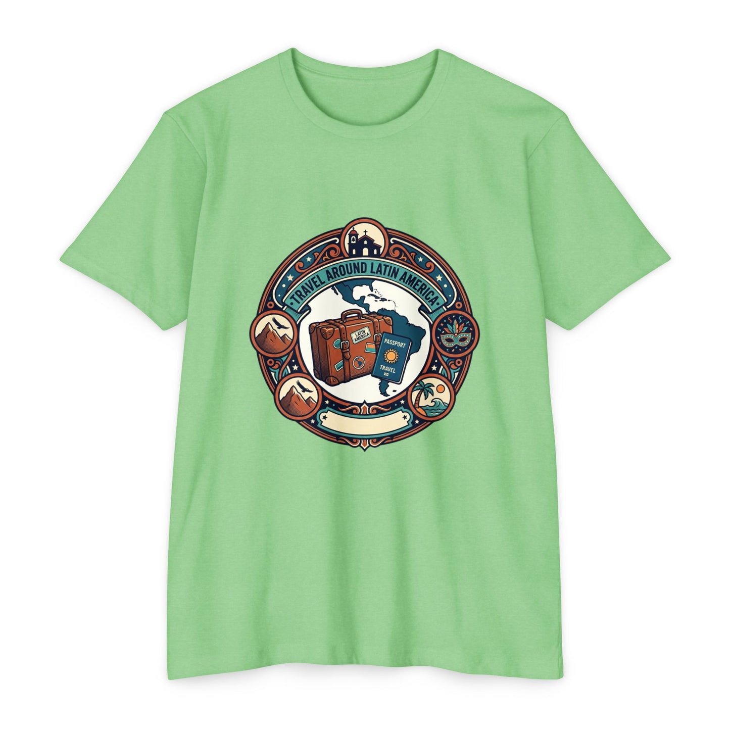 Travel Around Latin America T-Shirt — Vintage Suitcase & Adventure Badge
