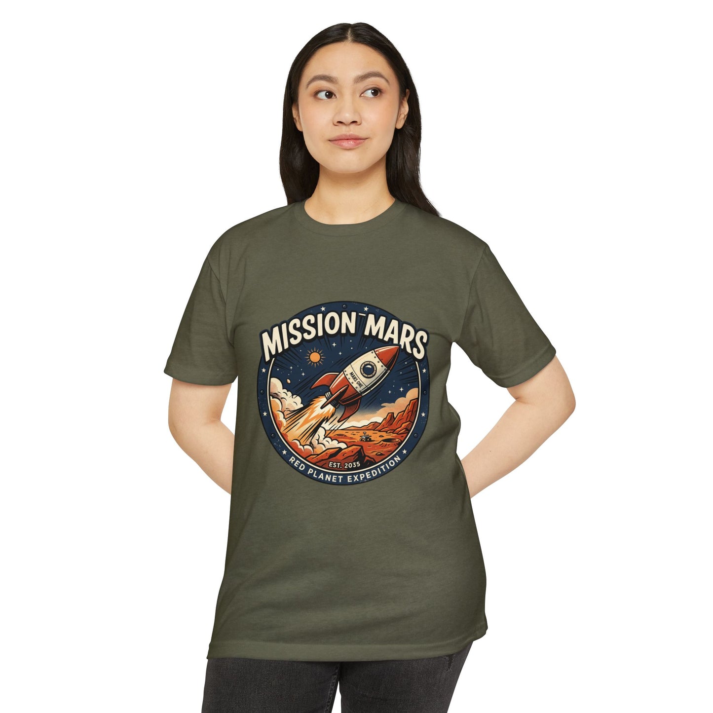Mission Mars Rocket T‑Shirt — Retro Red Planet Expedition Tee